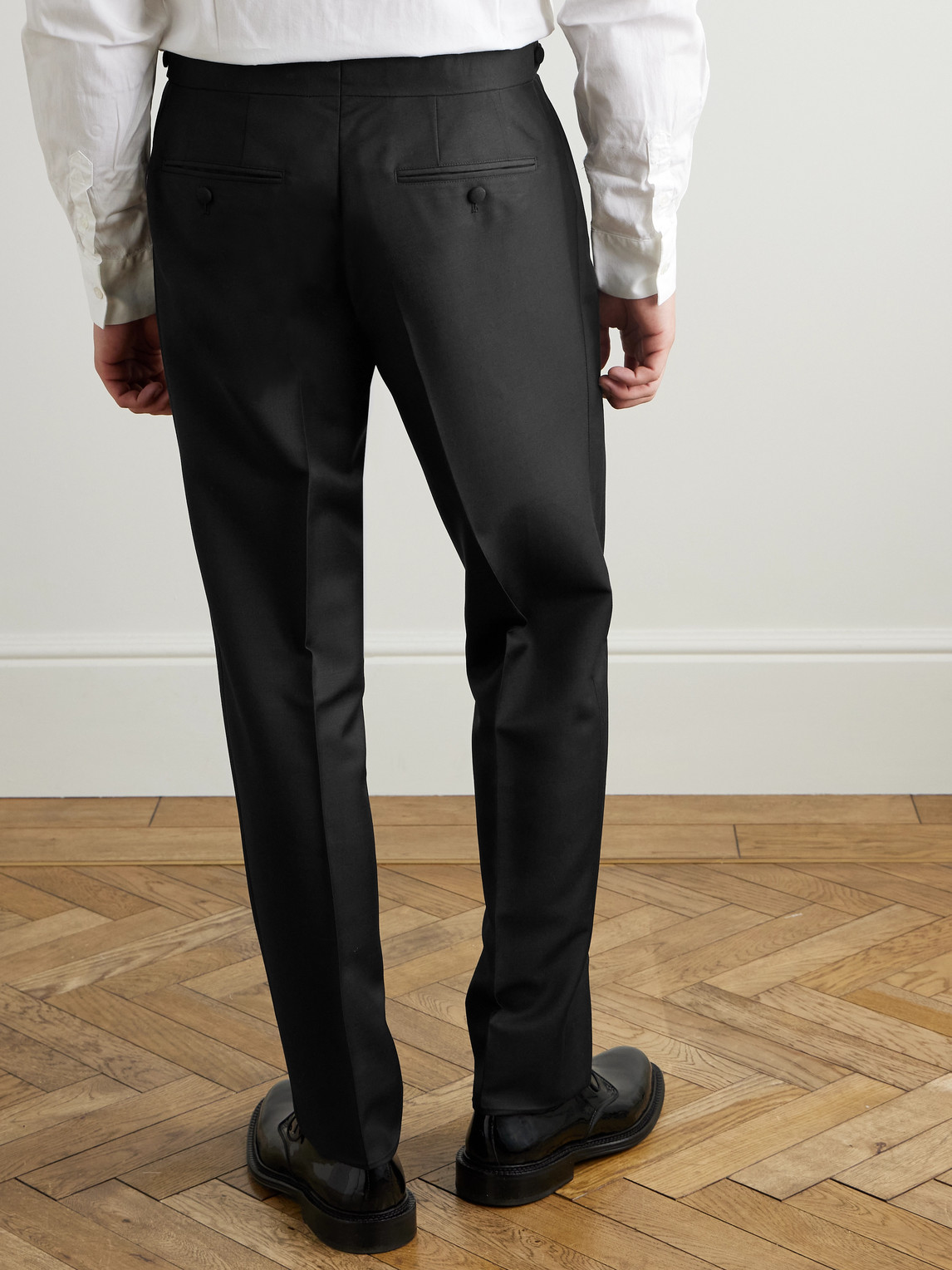 Mr P. - Mike Straight-Leg Wool, Mohair And Silk-Blend Twill Tuxedo Trousers