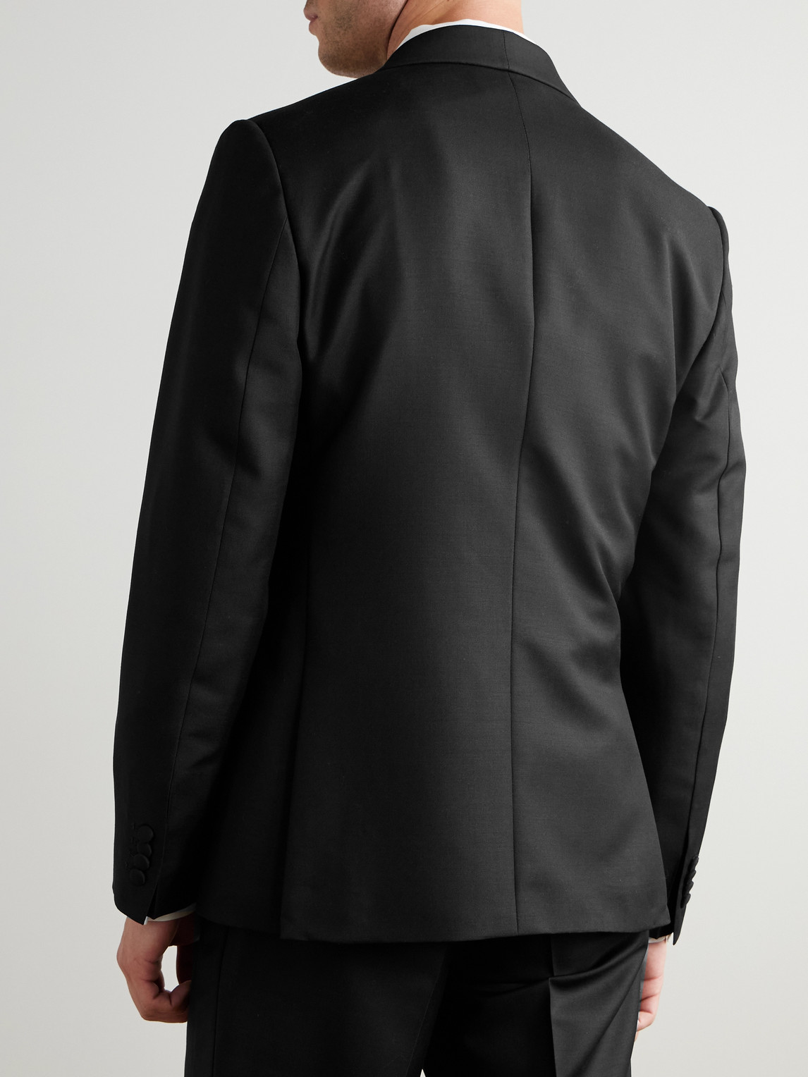  Mr P. - Slim-fit Double-breasted Shawl-collar Wool, Mohair And Silk-blend Tuxedo Jacket - Men - Black - 42 