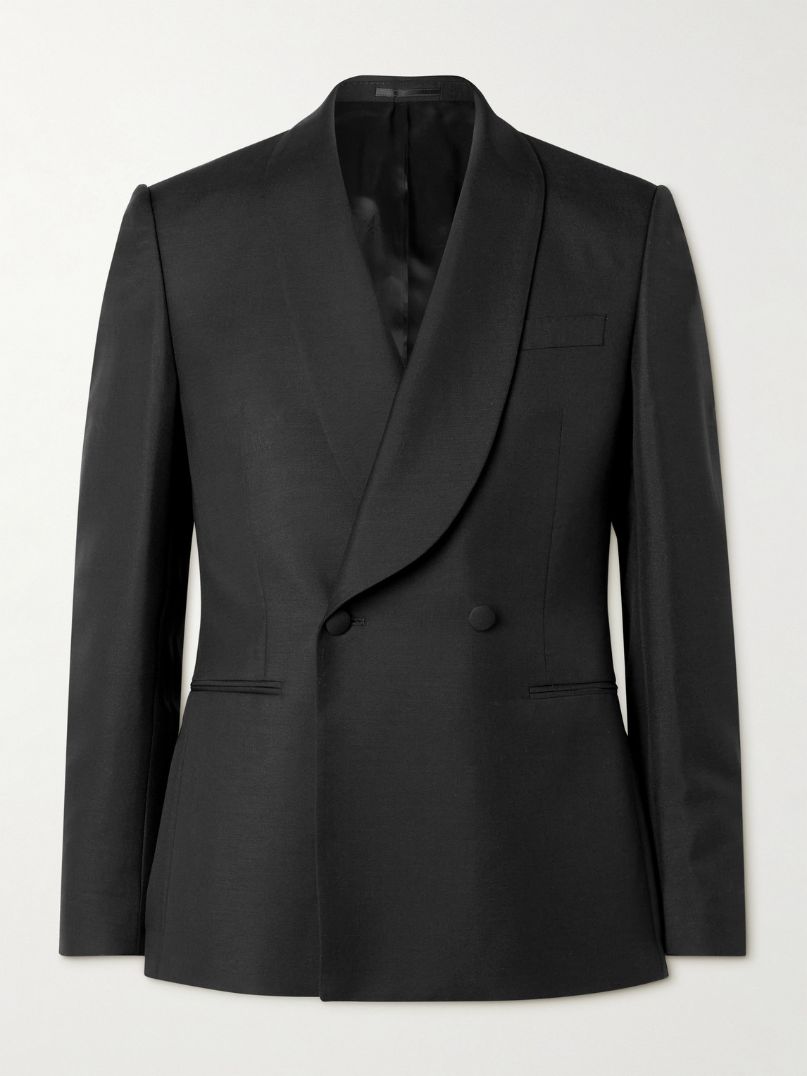 MR P. Slim-Fit Double-Breasted Shawl-Collar Wool, Mohair and Silk-Blend Tuxedo Jacket - Men