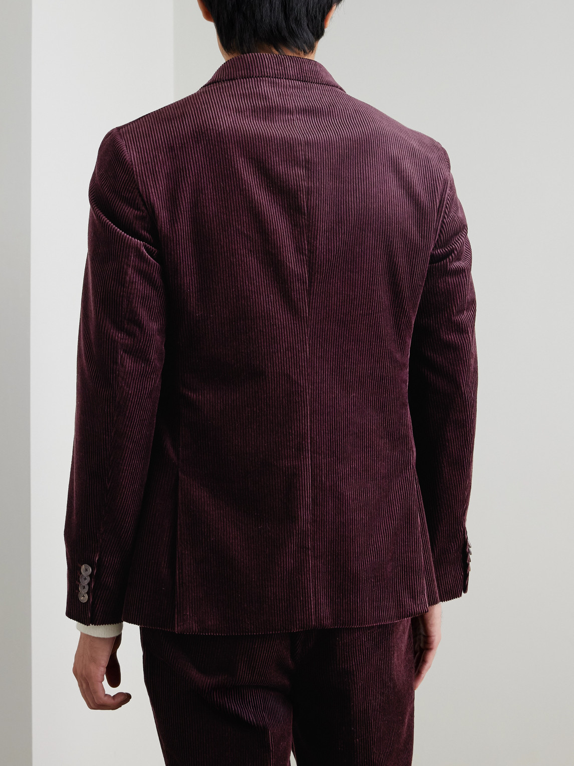  Mr P. - Slim-fit Double-breasted Cotton And Cashmere-blend Corduroy Tuxedo Jacket - Men - Purple - 38 
