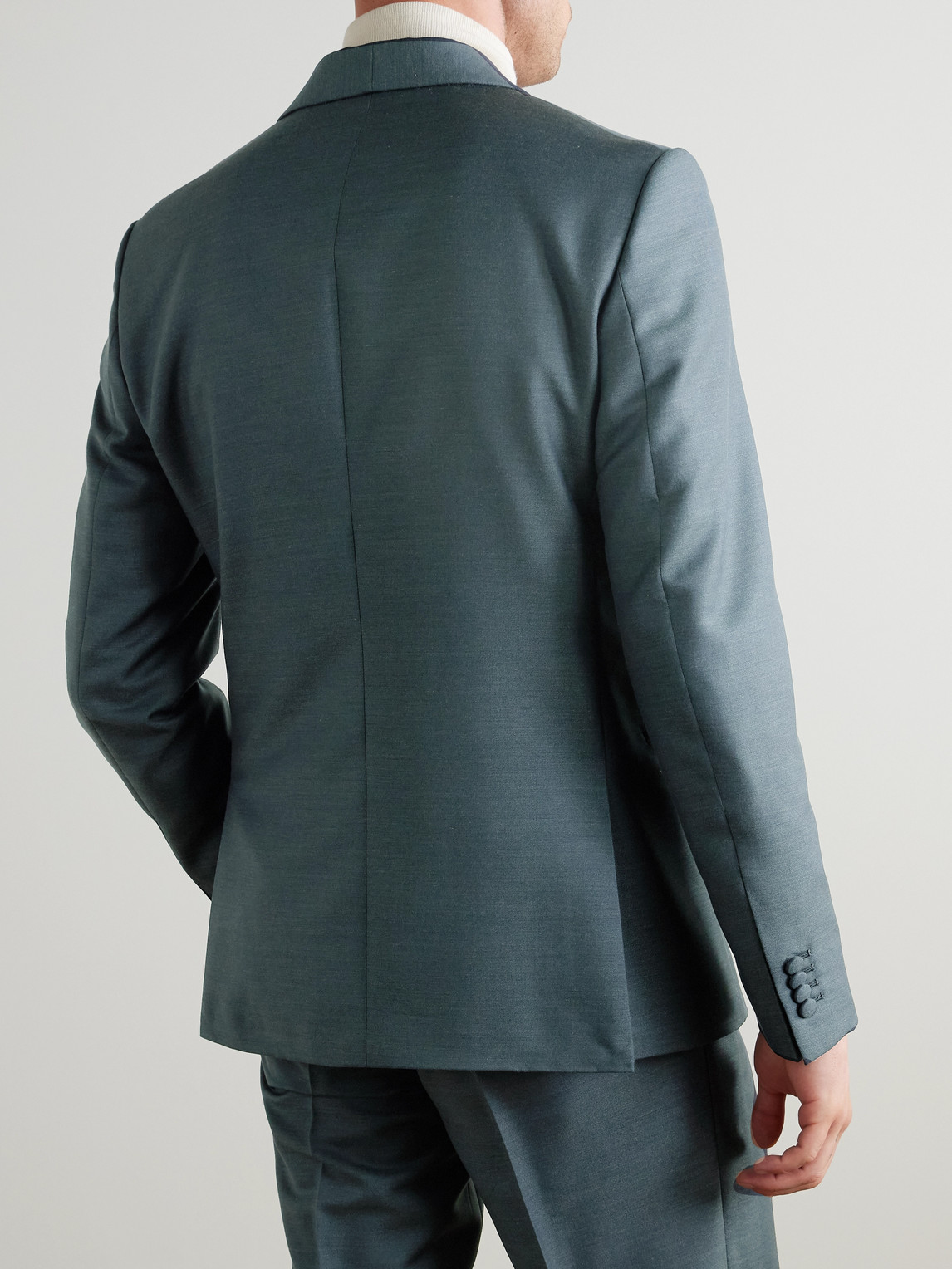  Mr P. - Slim-fit Double-breasted Shawl-lapel Wool, Mohair And Silk-blend Twill Tuxedo Jacket - Men - Green - 38 