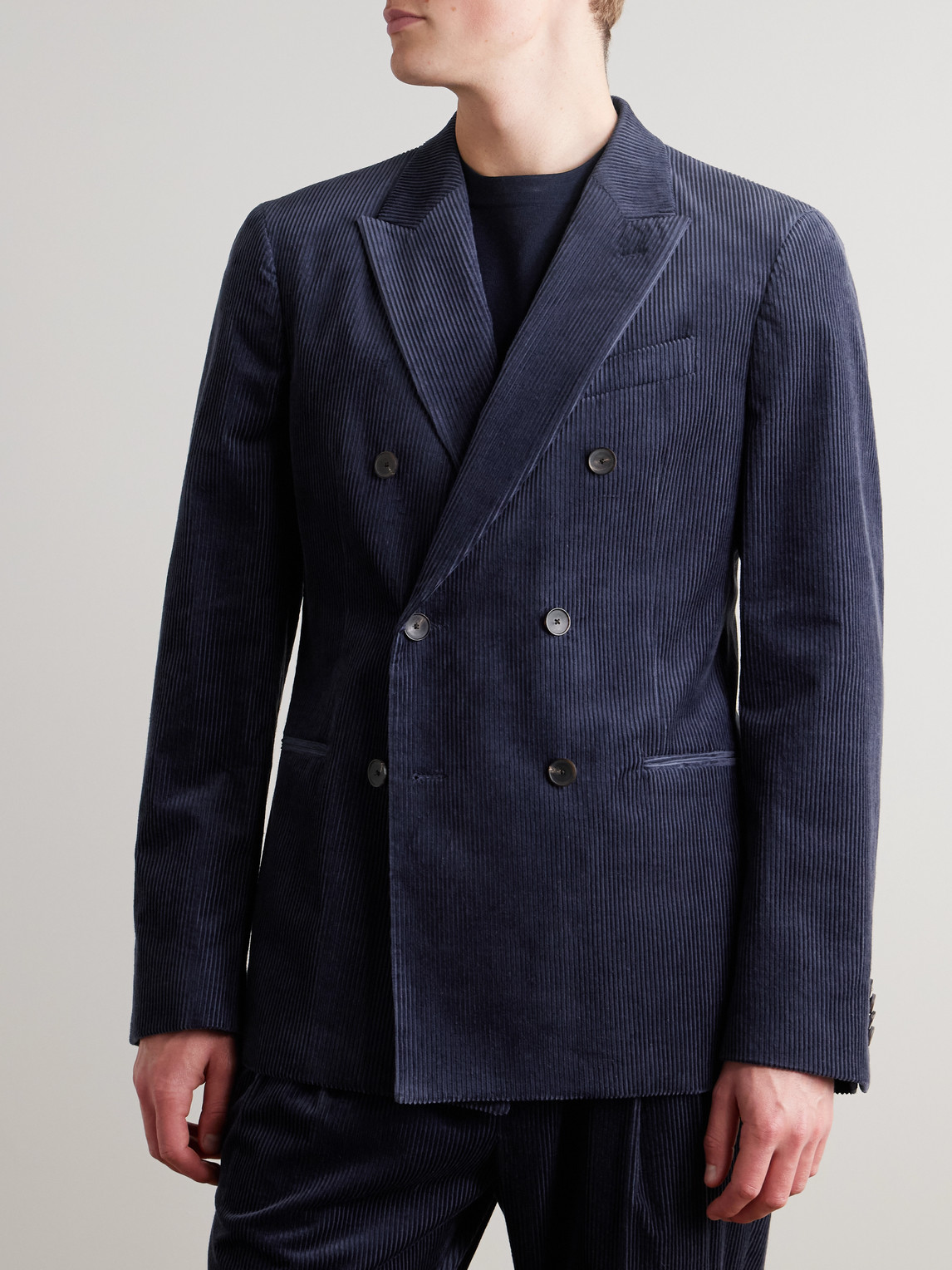 Mr P. - Slim-Fit Double-Breasted Cotton And Cashmere-Blend Corduroy Tuxedo Jacket