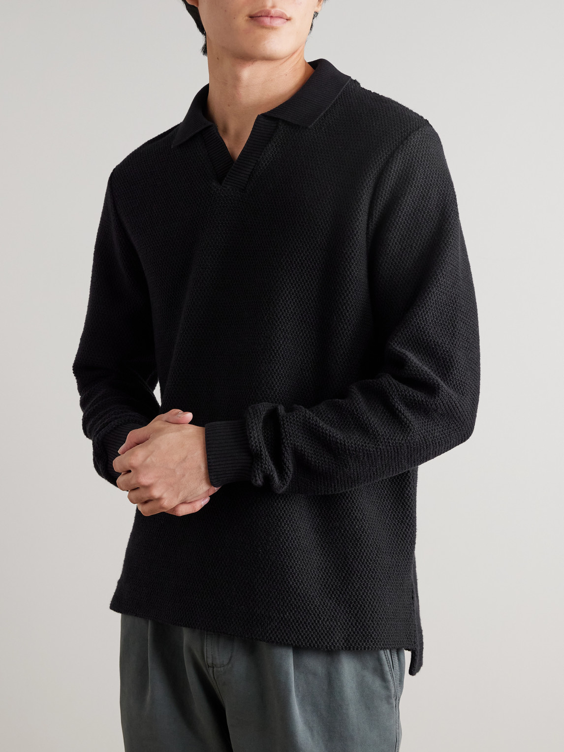 Mr P. - Honeycomb-Knit Cotton Polo Shirt