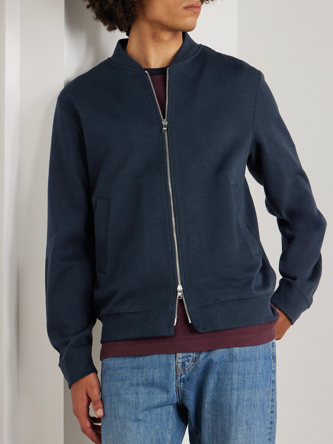  Mr P. - Cotton Zip-up Sweatshirt - Men - Blue - S 