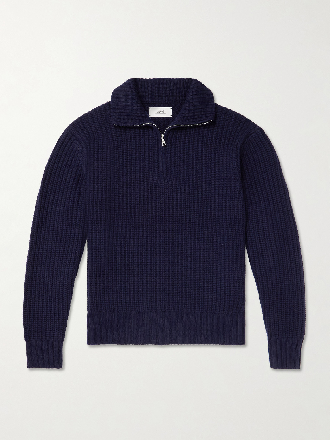 MR P. Ribbed Wool and Cashmere-Blend Half-Zip weater - Men