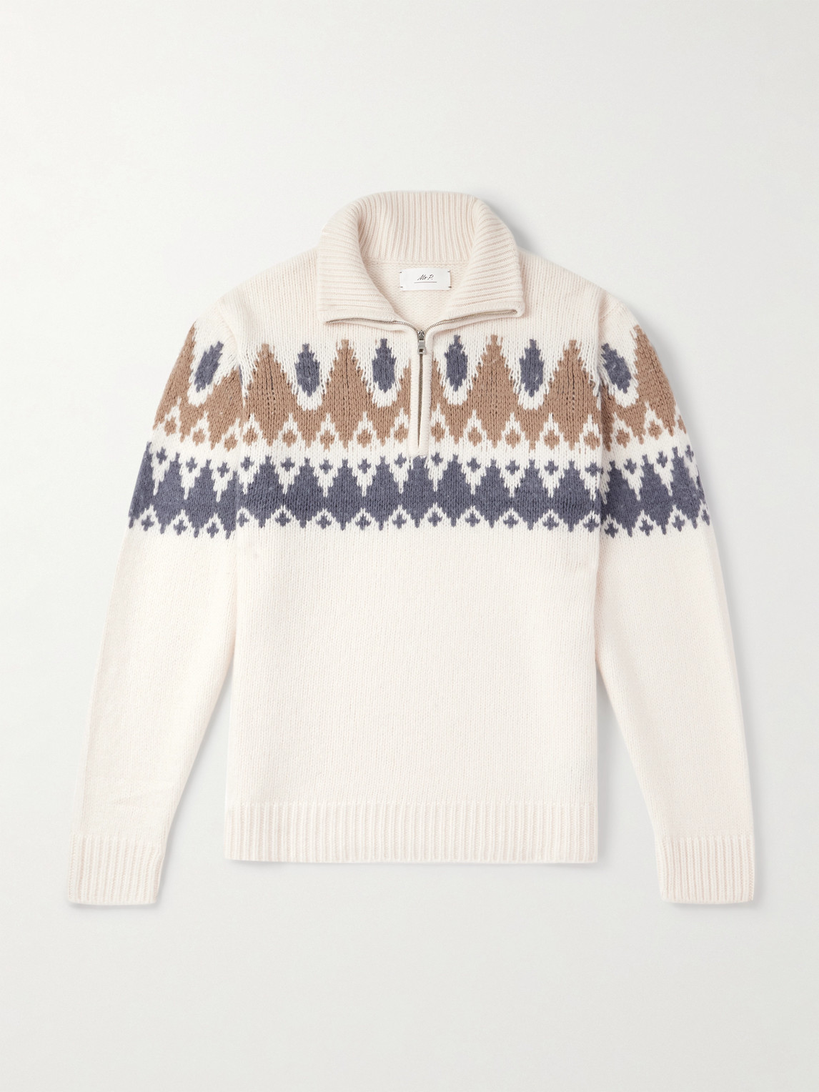 MR P. Geo Fair Isle Wool and Cashmere-Blend Half-Zip Sweater - Men