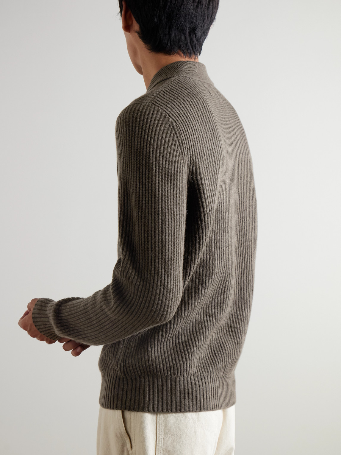  Mr P. - Ribbed Cashmere Polo Shirt - Men - Green - Xs 