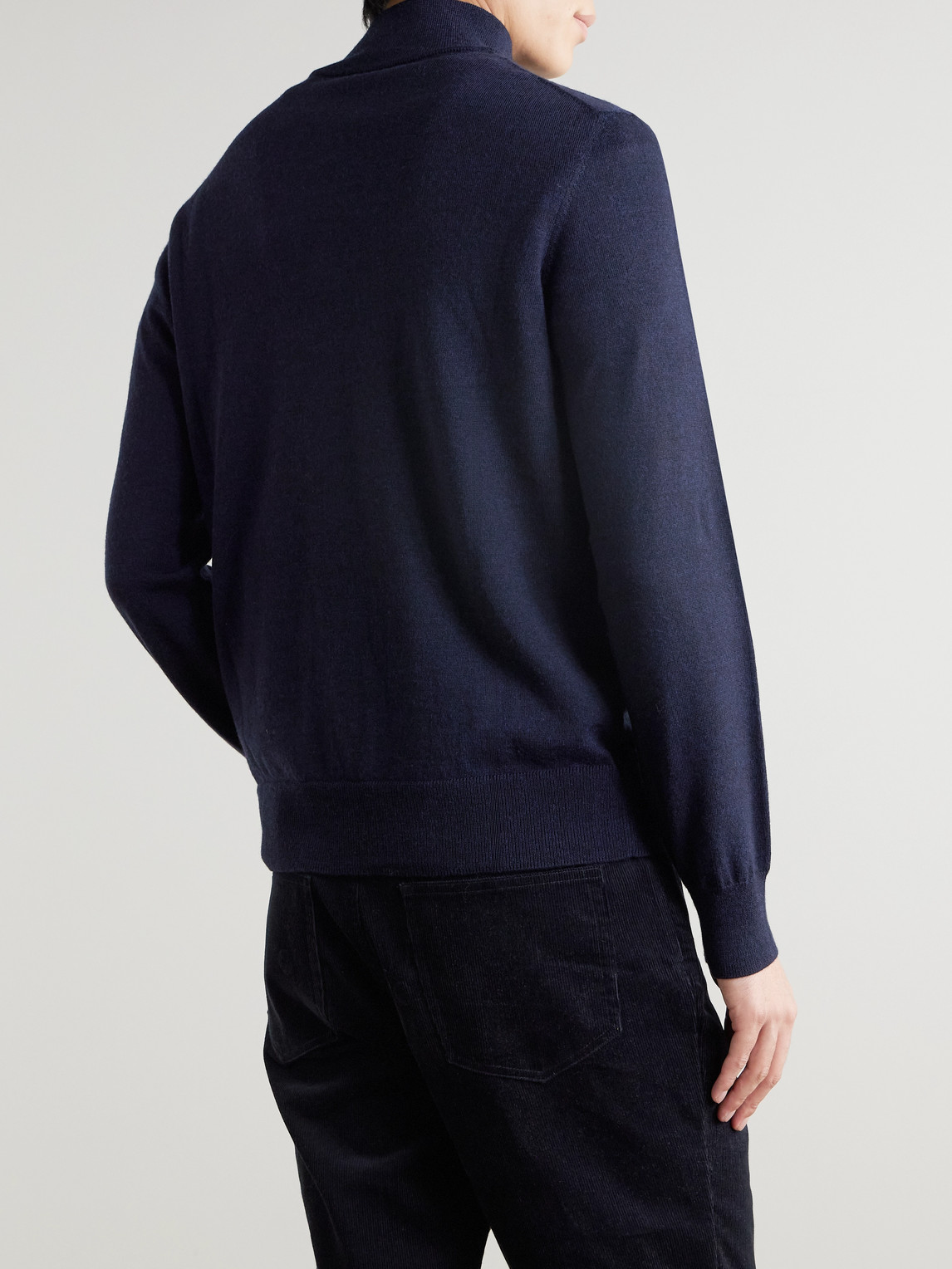  Mr P. - Merino Wool Half-zip Sweater - Men - Blue - Xs 