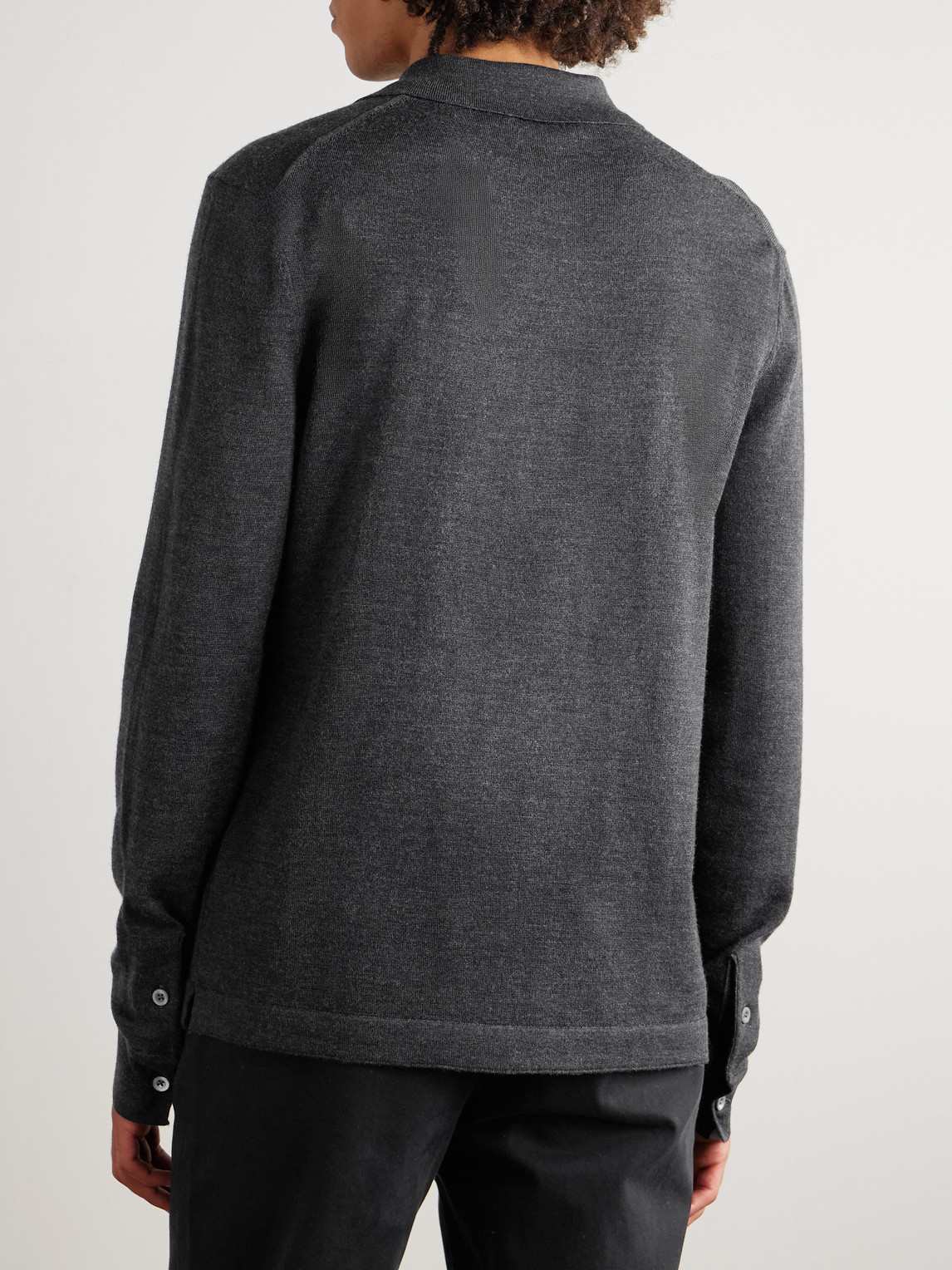  Mr P. - Merino Wool Polo Shirt - Men - Gray - Xs 
