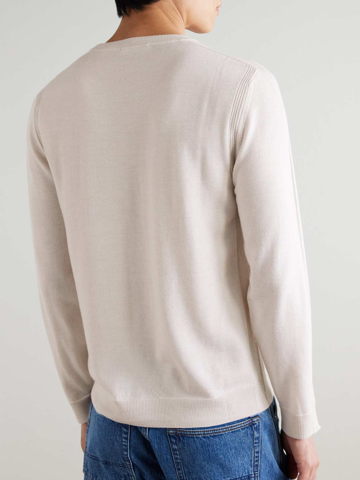  Mr P. - Rib-detailed Merino Wool Sweater - Men - Neutrals - S 