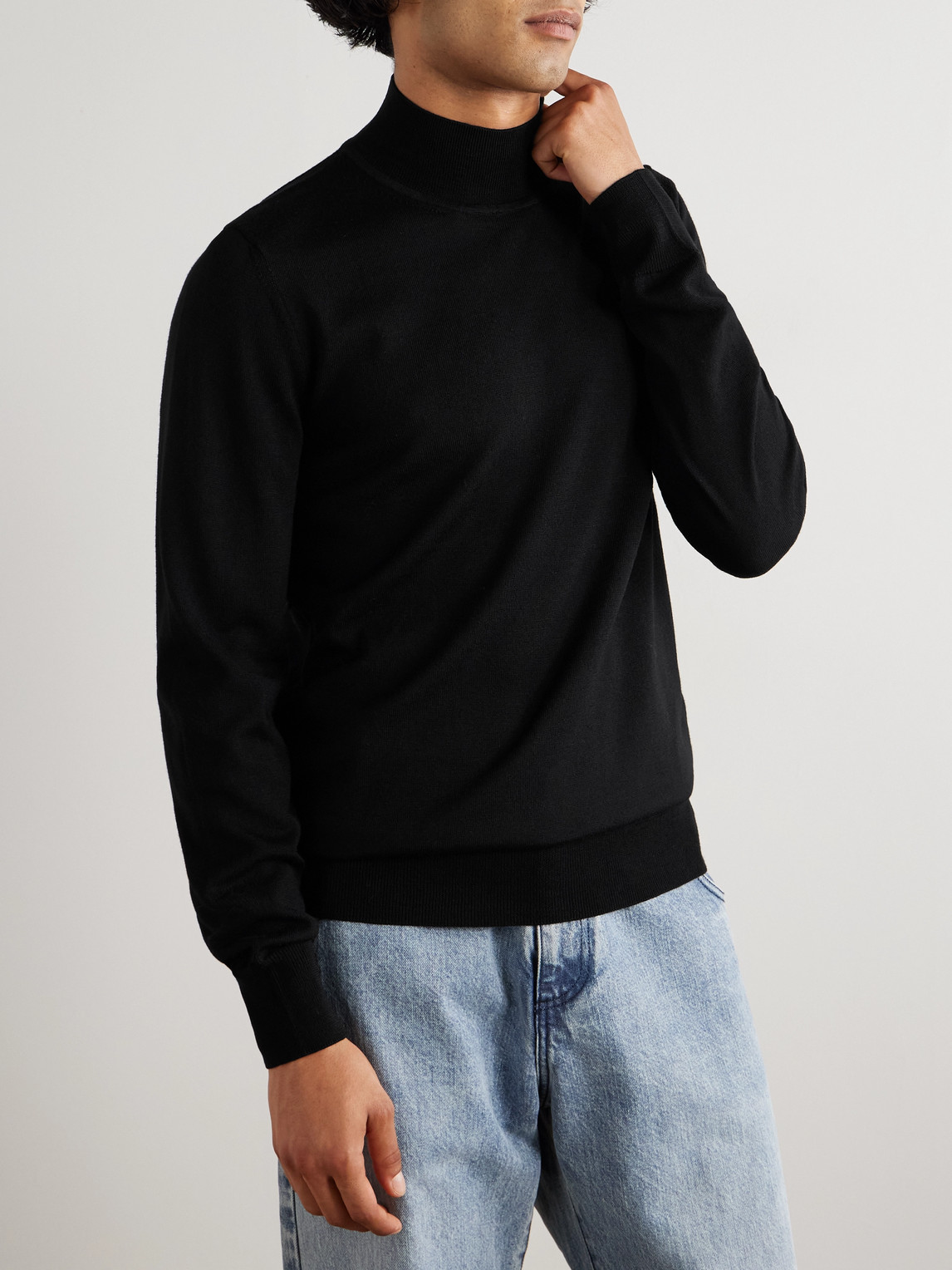 Mr P. - Merino Wool Mock-neck Sweater - Men - Black - S 