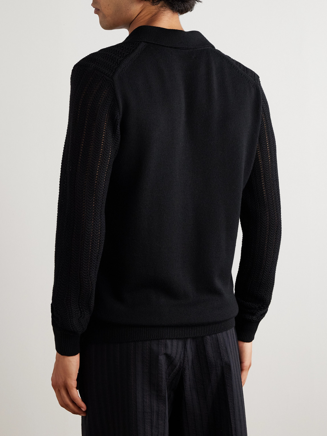  Mr P. - Open-knit Wool Polo Shirt - Men - Black - Xs 