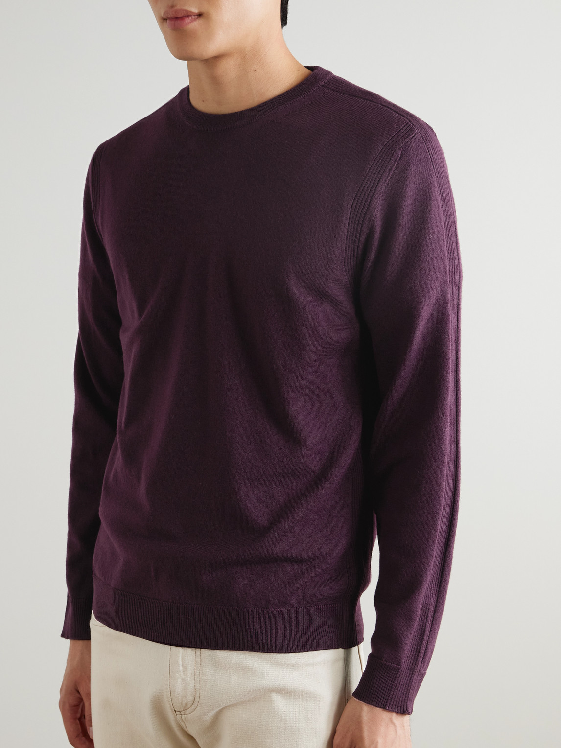  Mr P. - Rib-detailed Merino Wool Sweater - Men - Purple - Xs 