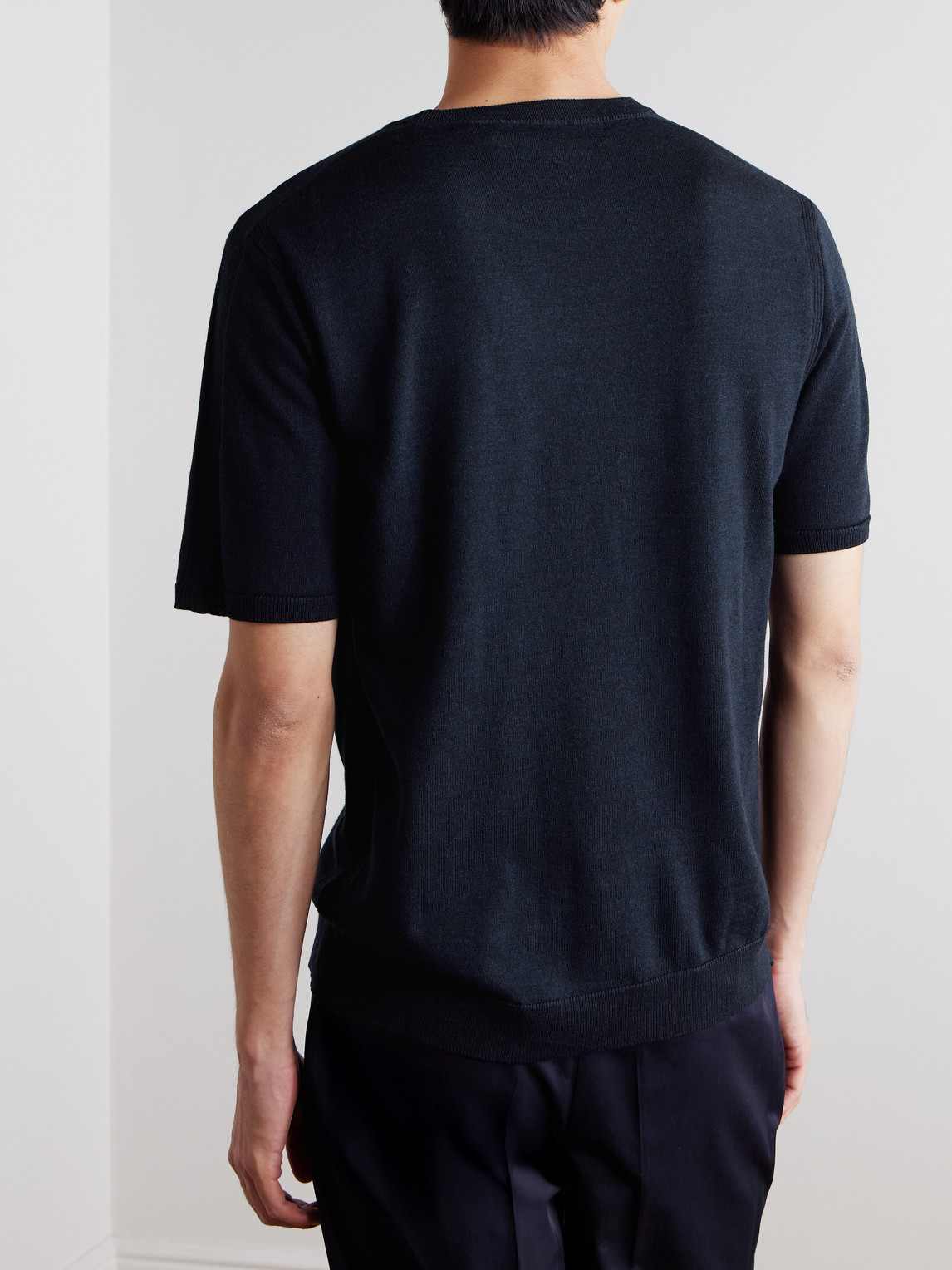  Mr P. - Ribbed Merino Wool T-shirt - Men - Blue - Xs 