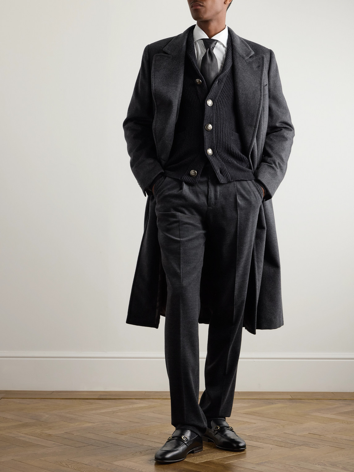 Brunello Cucinelli Straight-leg Pleated Wool, Silk And Cashmere-blend Corduroy Suit Trousers
