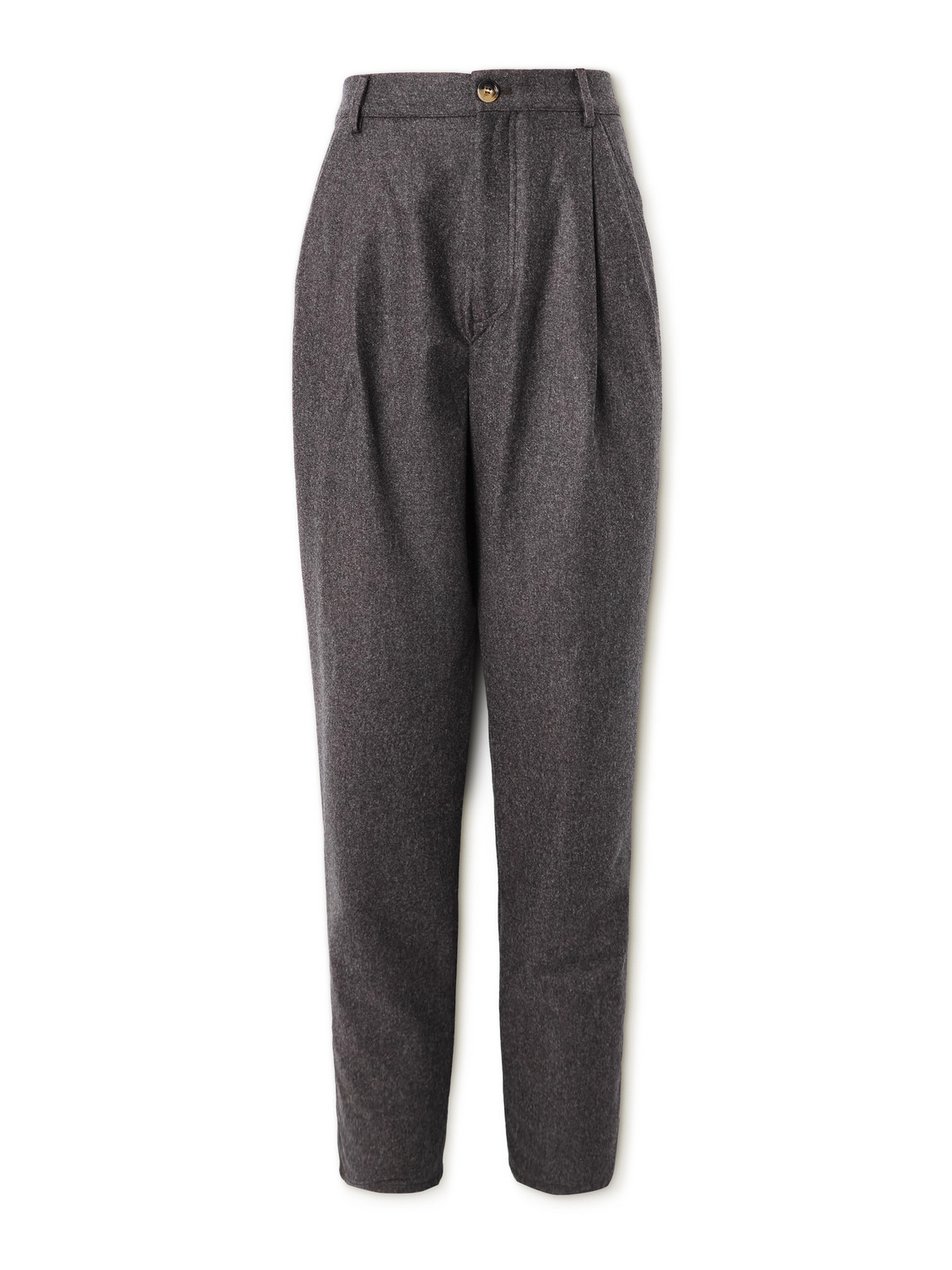 Straight-Leg Pleated Virgin Wool-Flannel Trousers