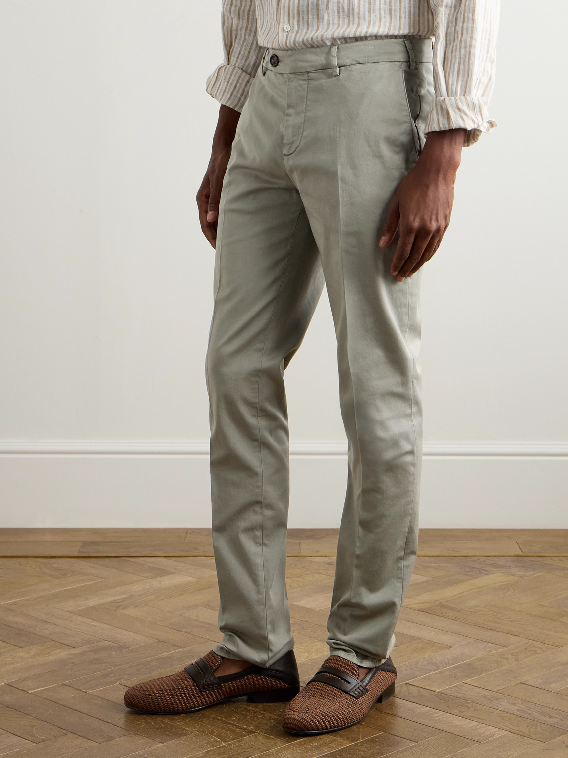 Brunello Cucinelli Tapered Cotton-blend Twill Trousers