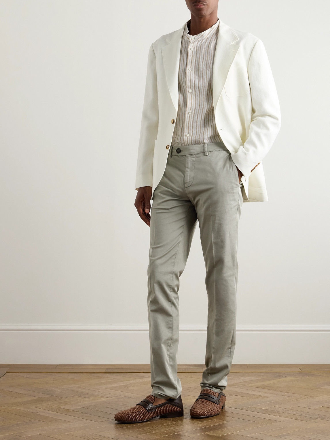 Brunello Cucinelli Tapered Cotton-blend Twill Trousers
