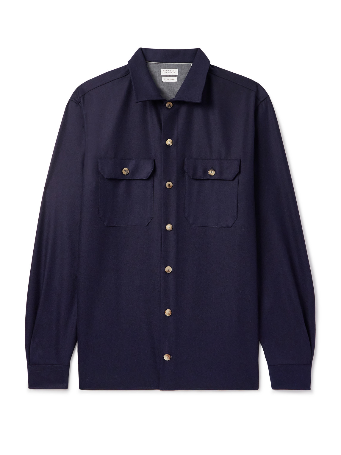 Brunello Cucinelli Brushed Wool-twill Overshirt In Blue