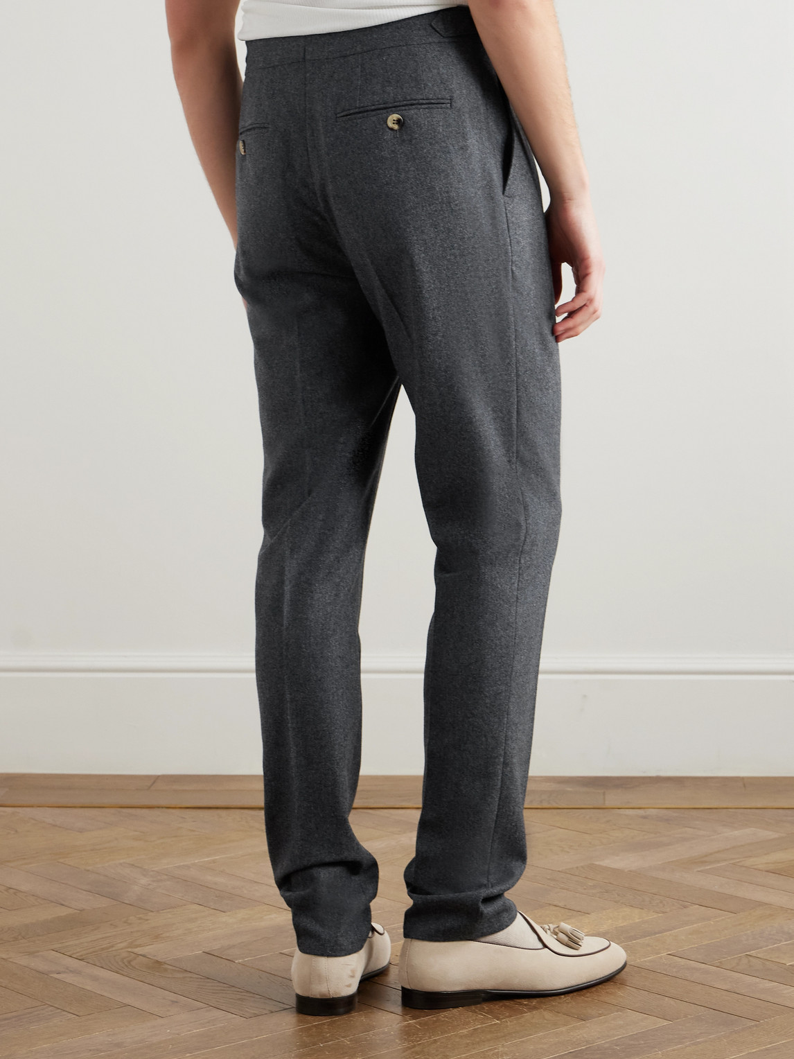Brunello Cucinelli Tapered Pleated Virgin Wool Trousers
