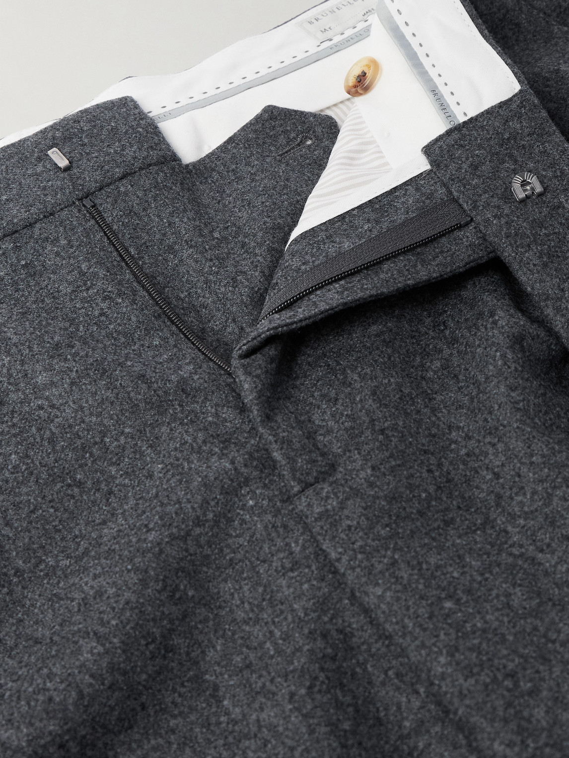 Brunello Cucinelli Tapered Pleated Virgin Wool Trousers