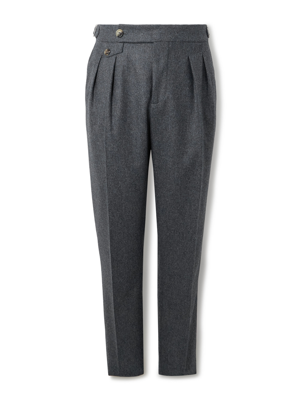 Brunello Cucinelli Tapered Pleated Virgin Wool Trousers In Gray
