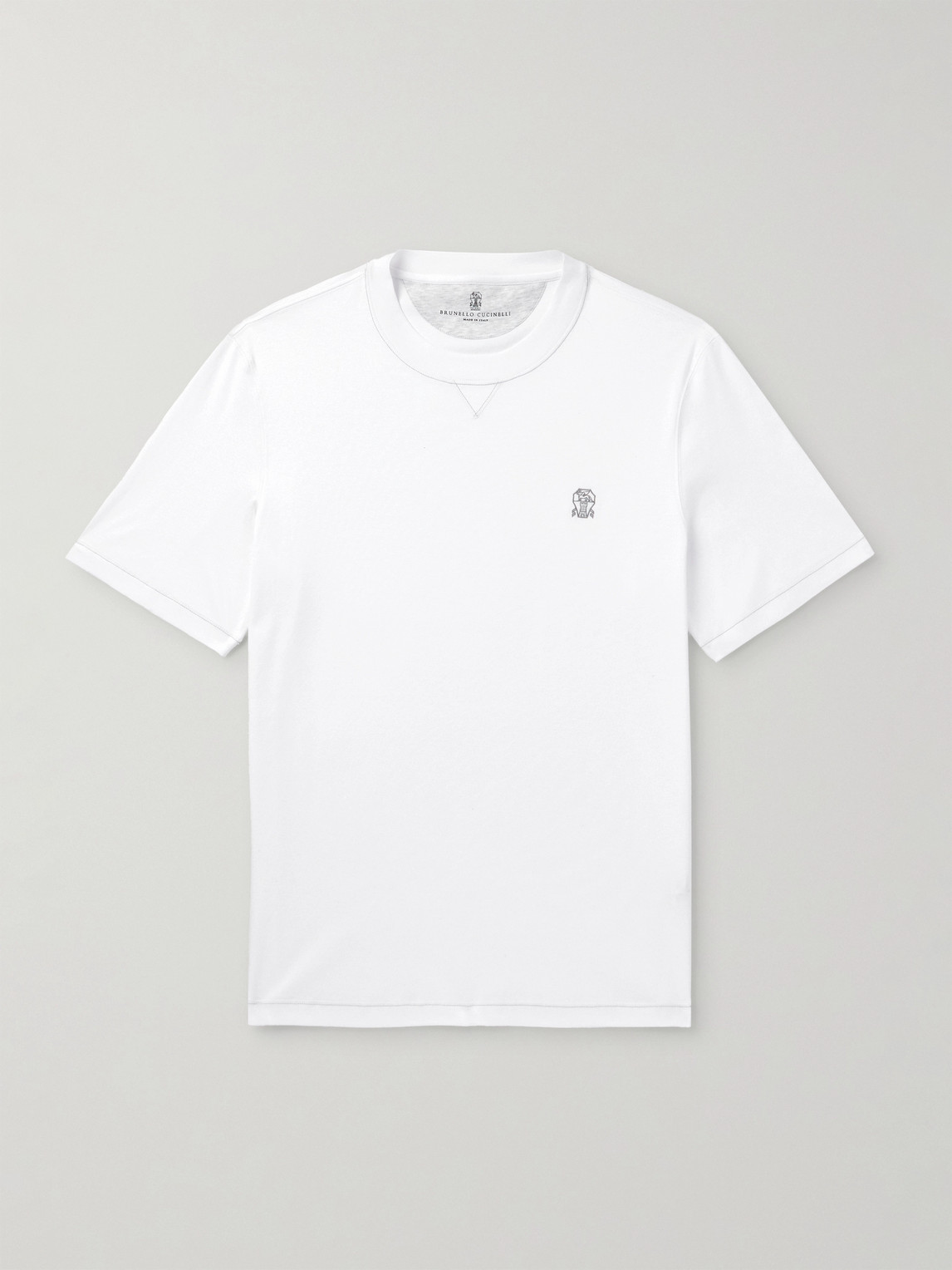 Brunello Cucinelli Logo-Embroidered Cotton-Jersey T-hirt - Men