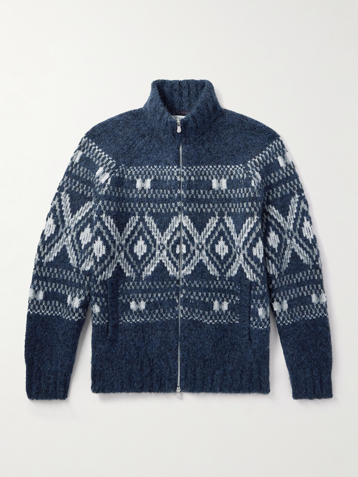 Brunello Cucinelli Fair-Isle Jacquard-Knit Alpaca-Blend Zip-Up Cardigan - Men