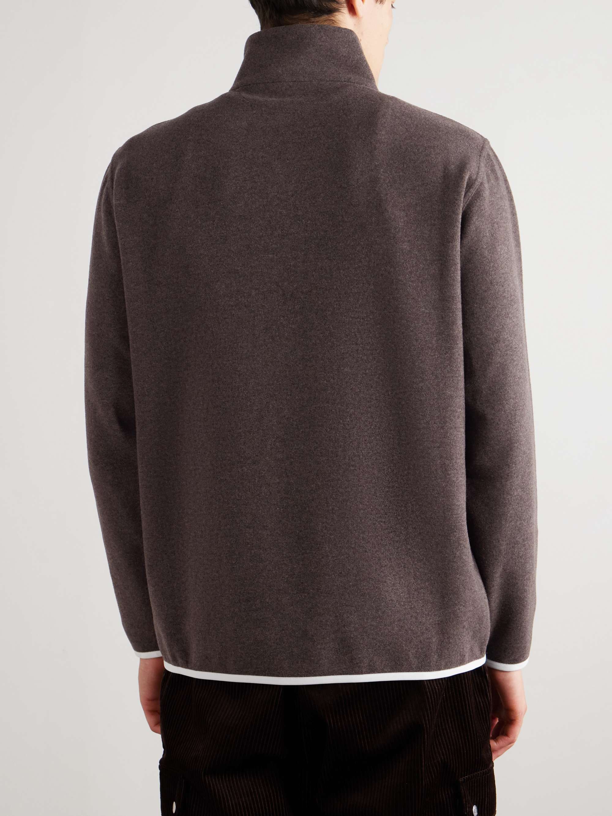 BRUNELLO CUCINELLI Logo-Embroidered Fleece Half-Zip Sweashirt