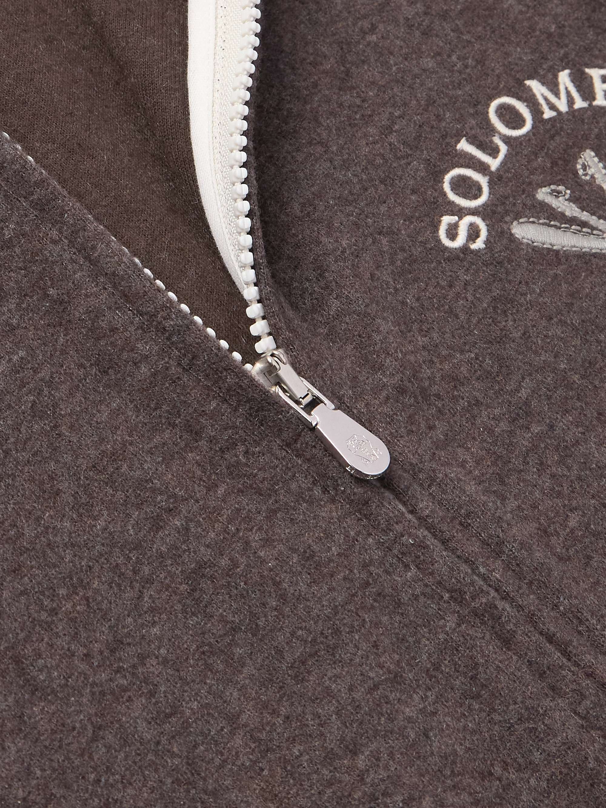 BRUNELLO CUCINELLI Logo-Embroidered Fleece Half-Zip Sweashirt