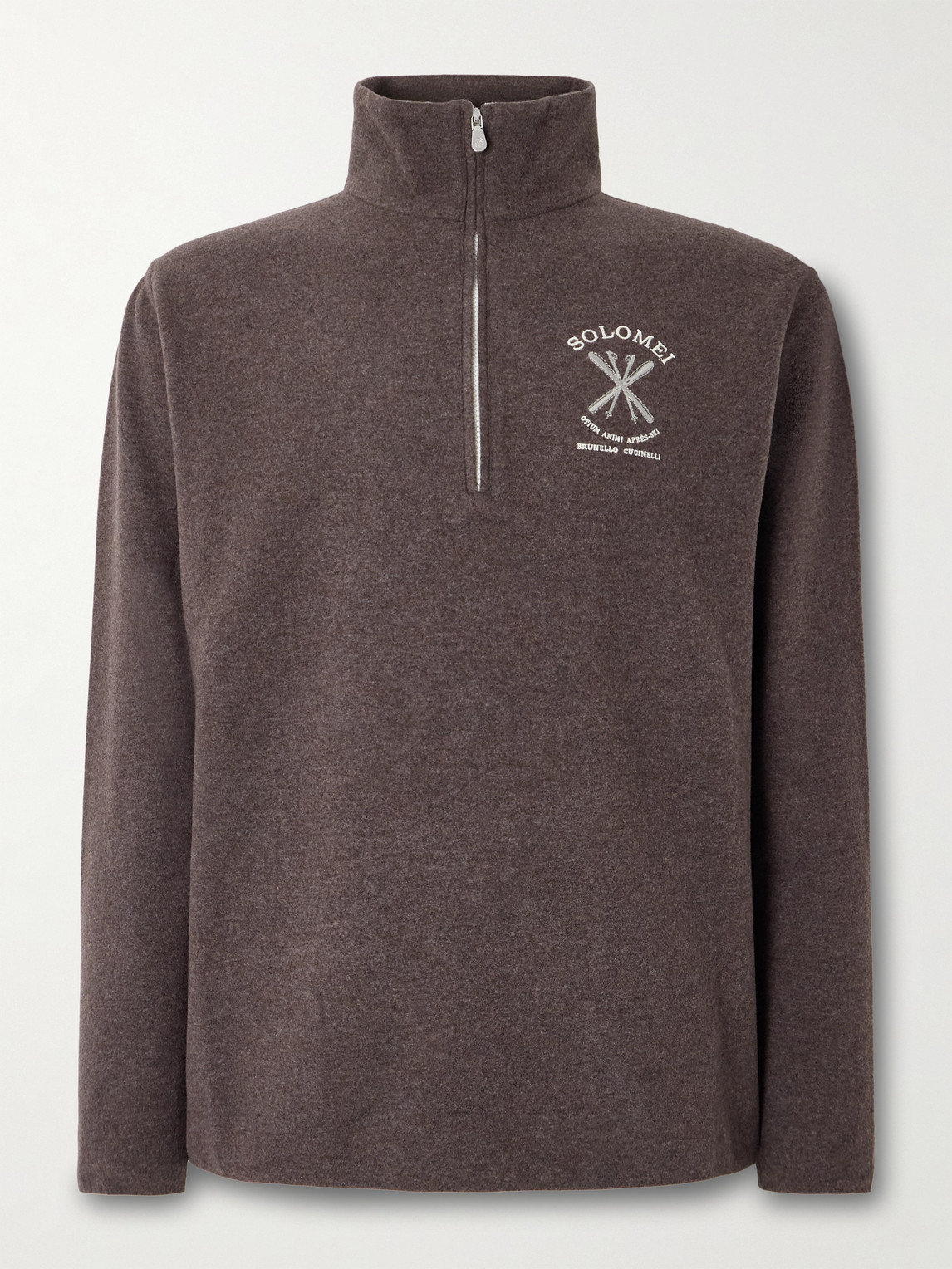 Brunello Cucinelli Logo-Embroidered Fleece Half-Zip ki Base Layer - Men