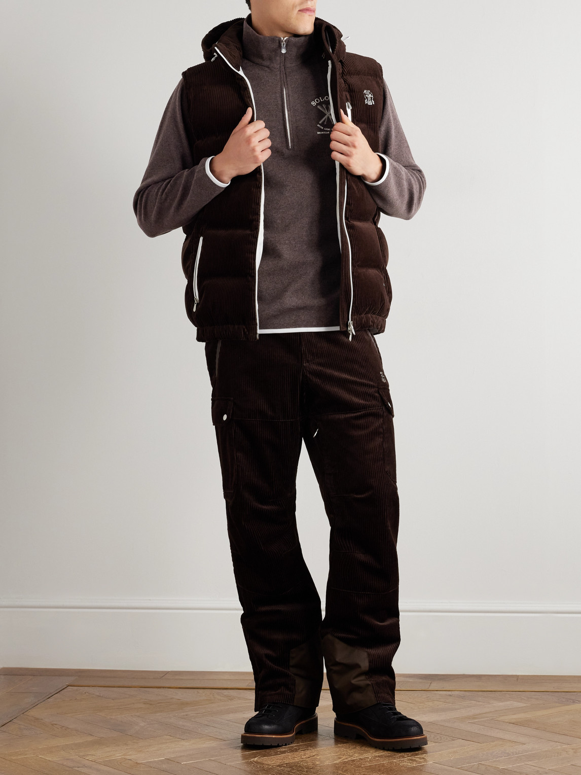 Logo-Embroidered Fleece Half-Zip Ski Base Layer — 2