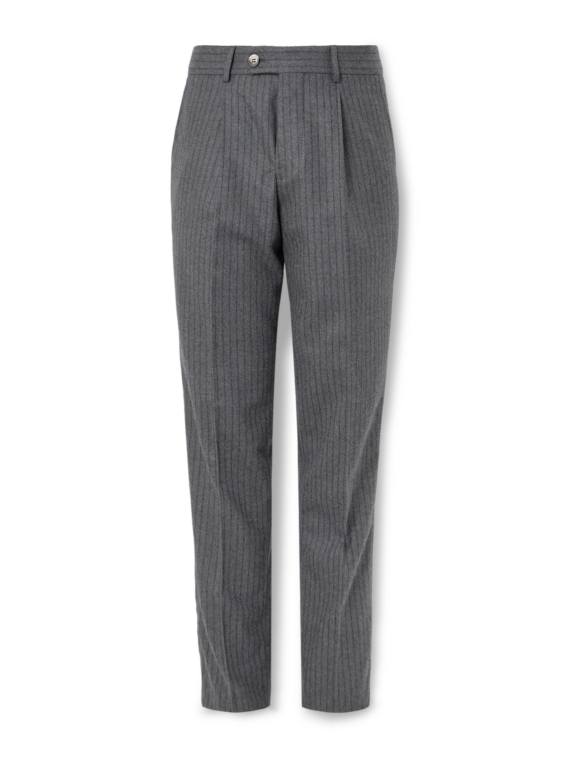 Brunello Cucinelli Straight-leg Pleated Striped Wool-flannel Suit Trousers