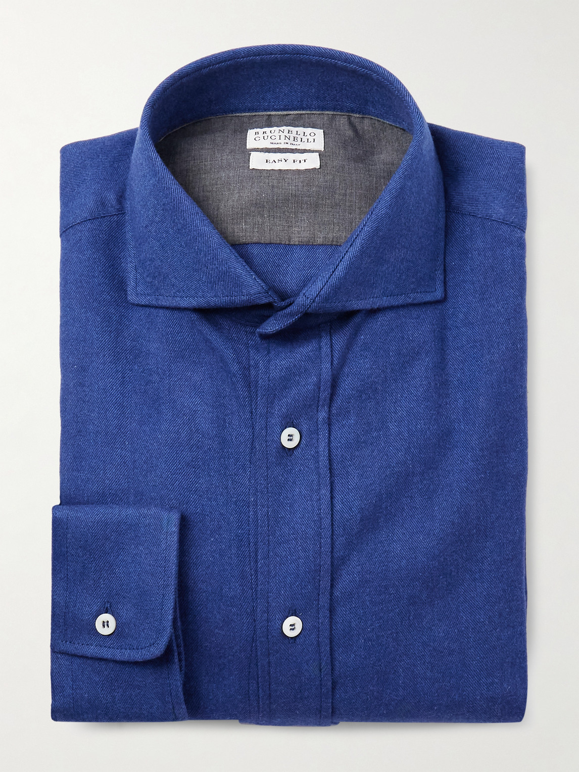 Brunello Cucinelli Herringbone Cotton and Lyocell-Blend Shirt - Men