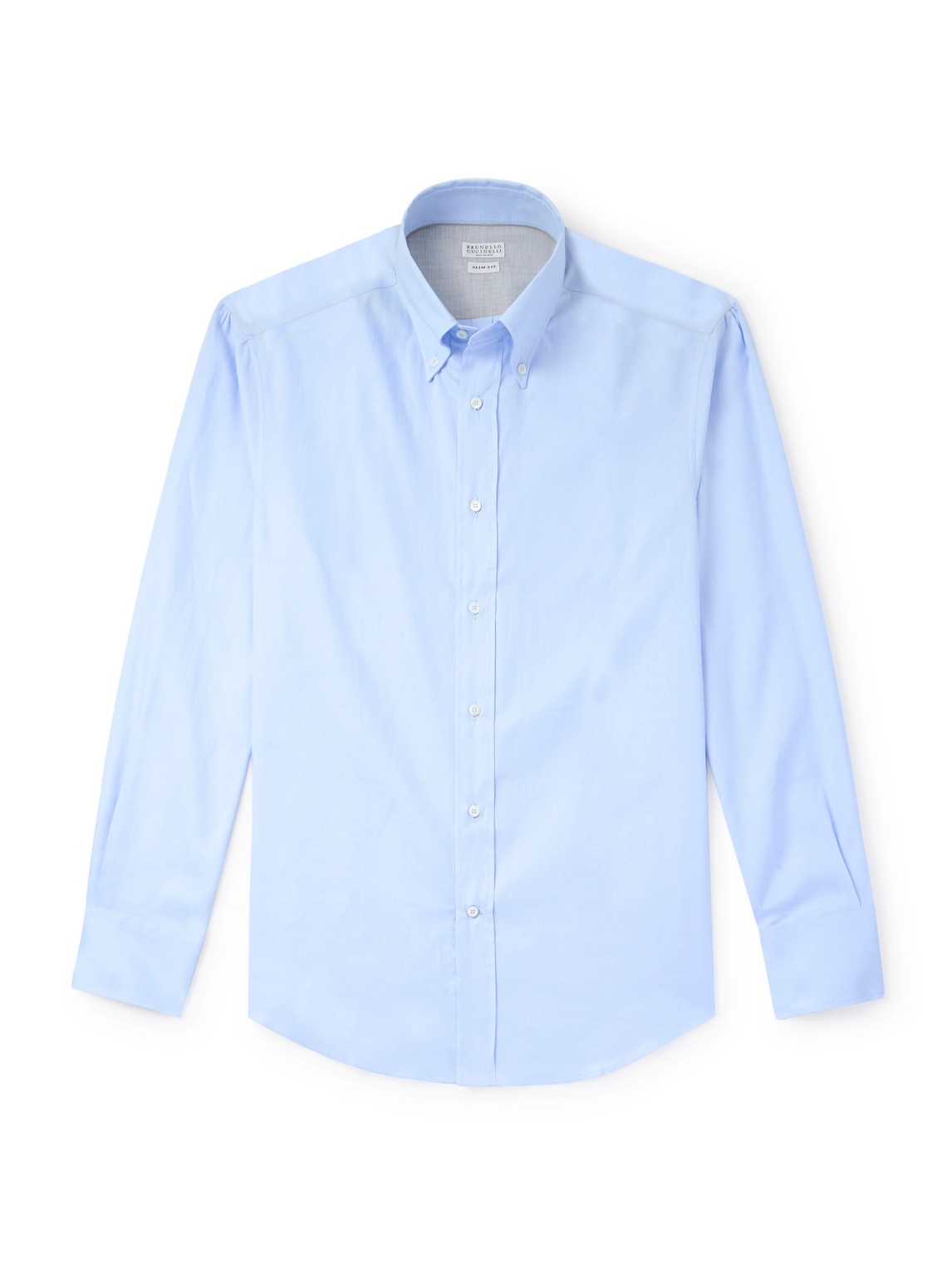 Brunello Cucinelli Slim-fit Button-down Collar Cotton Oxford Shirt In Blue