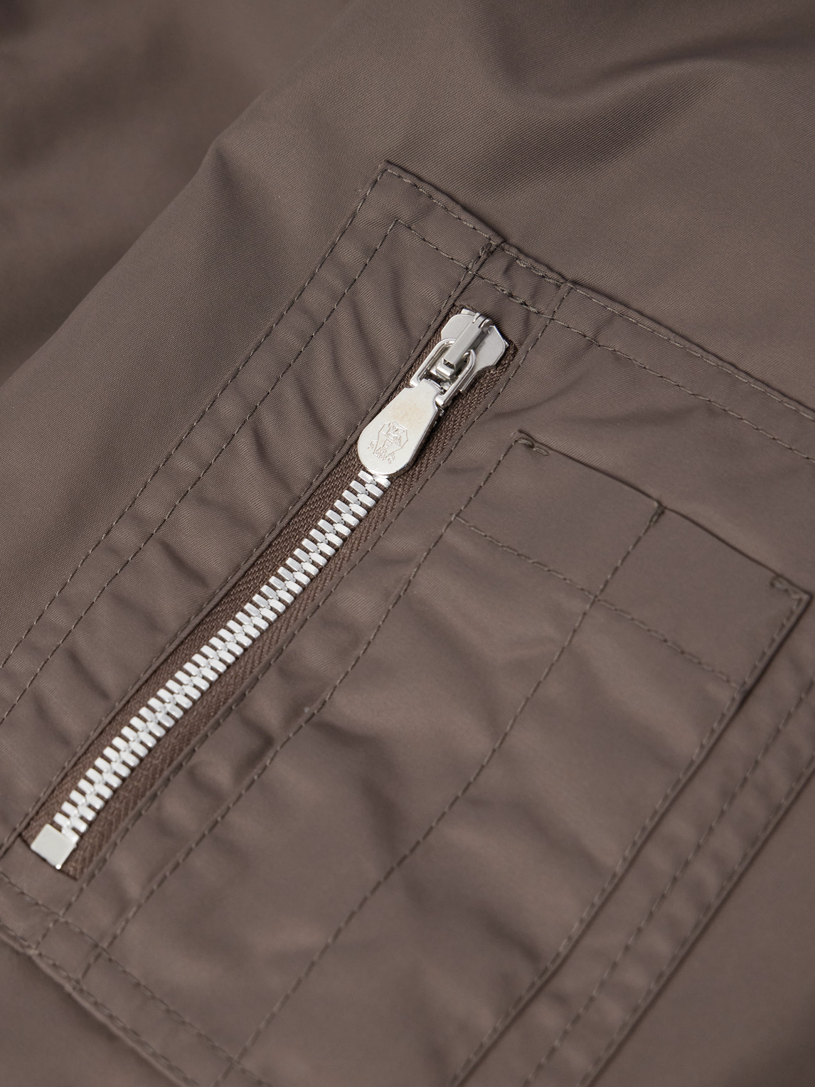 Brunello Cucinelli Padded Nylon Bomber Jacket In Brown