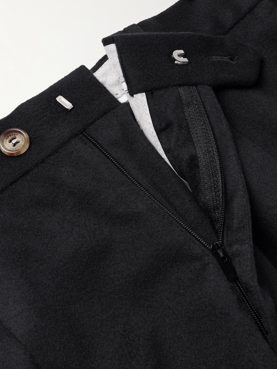 Brunello Cucinelli Straight-leg Pleated Wool And Cashmere-blend Flannel Suit Trousers In Black