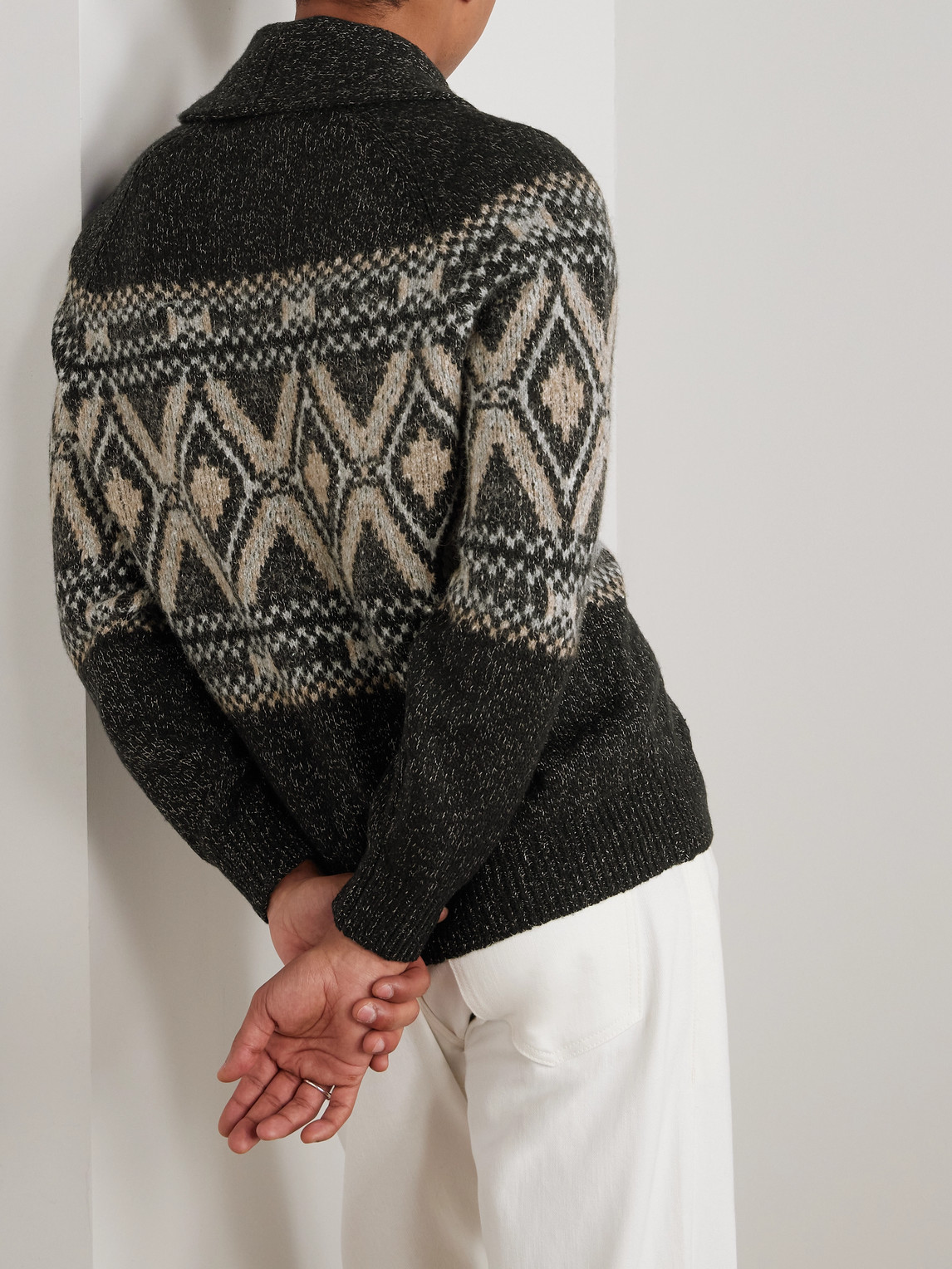 Brunello Cucinelli Shawl-collar Wool, Silk And Cashmere-blend Cardigan In Black