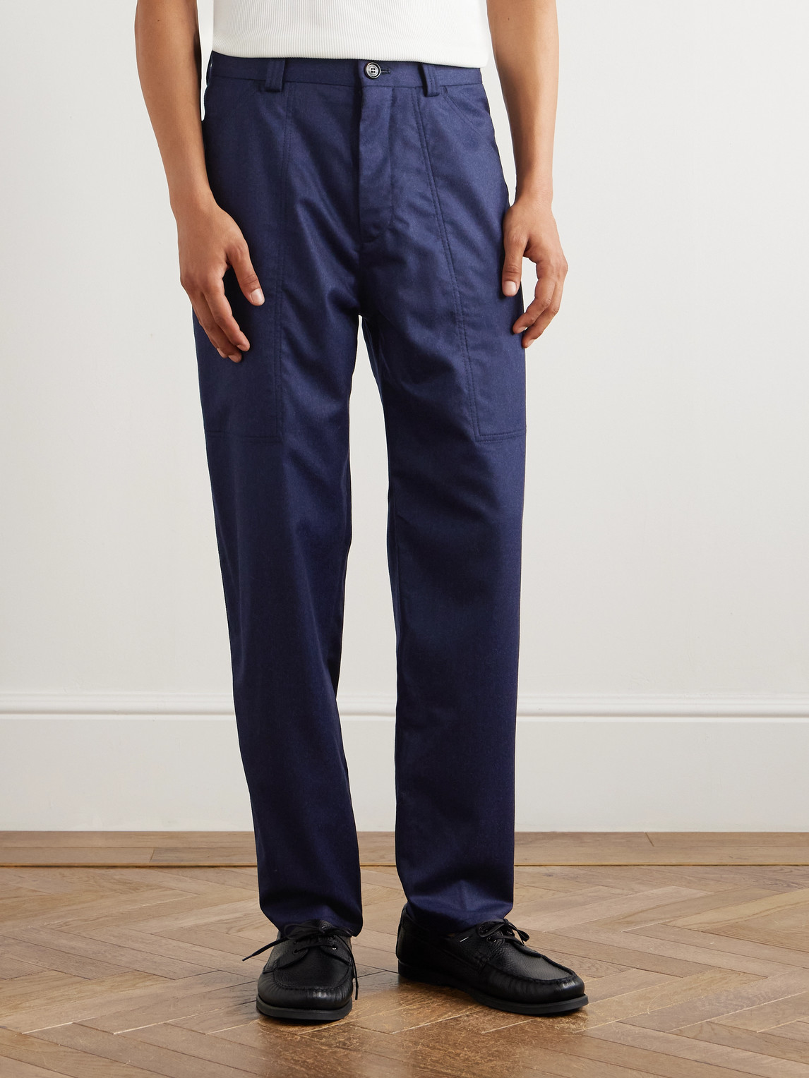 Brunello Cucinelli Wide-leg Virgin Wool-felt Trousers In Blue