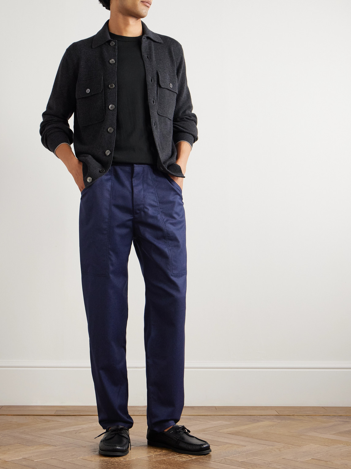 Brunello Cucinelli Wide-leg Virgin Wool-felt Trousers In Blue