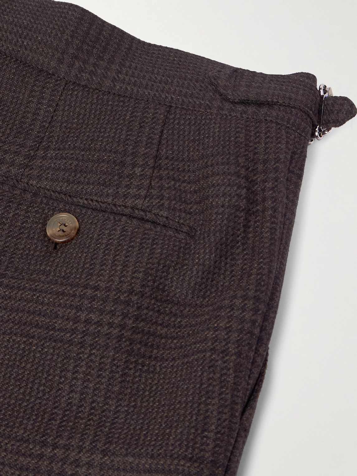 Brunello Cucinelli Straight-leg Pleated Prince Of Wales Wool, Cashmere And Silk-blend Suit Trousers In Black