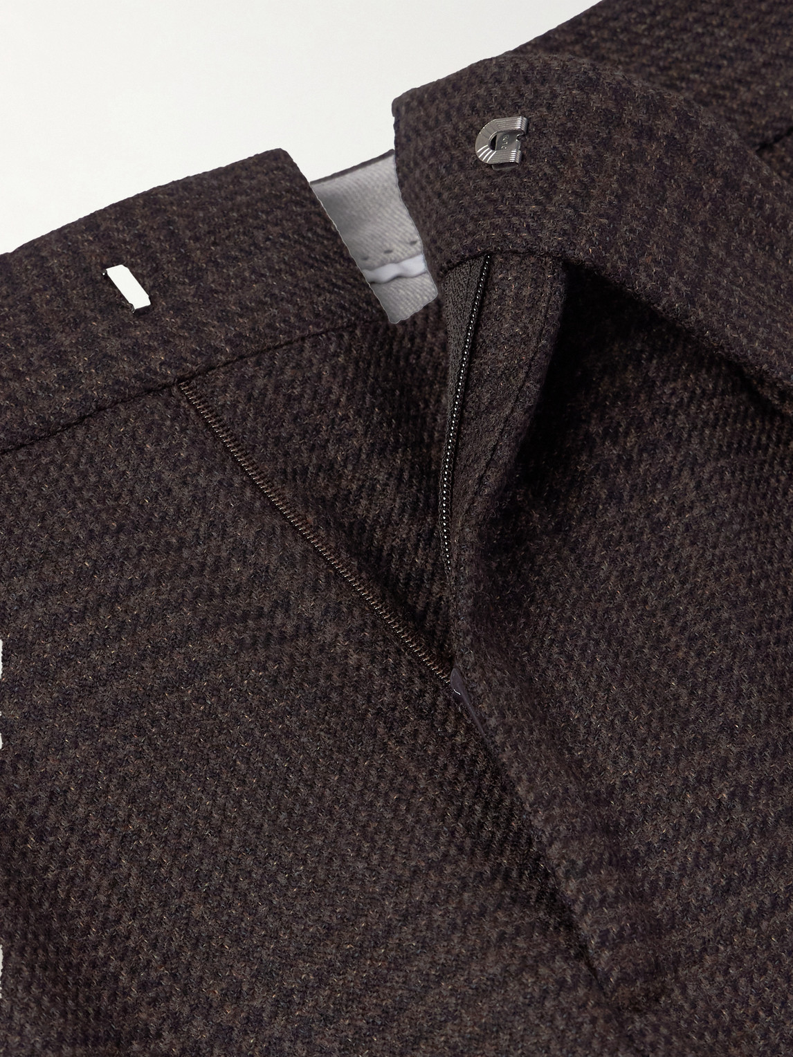 Brunello Cucinelli Straight-leg Pleated Prince Of Wales Wool, Cashmere And Silk-blend Suit Trousers In Black