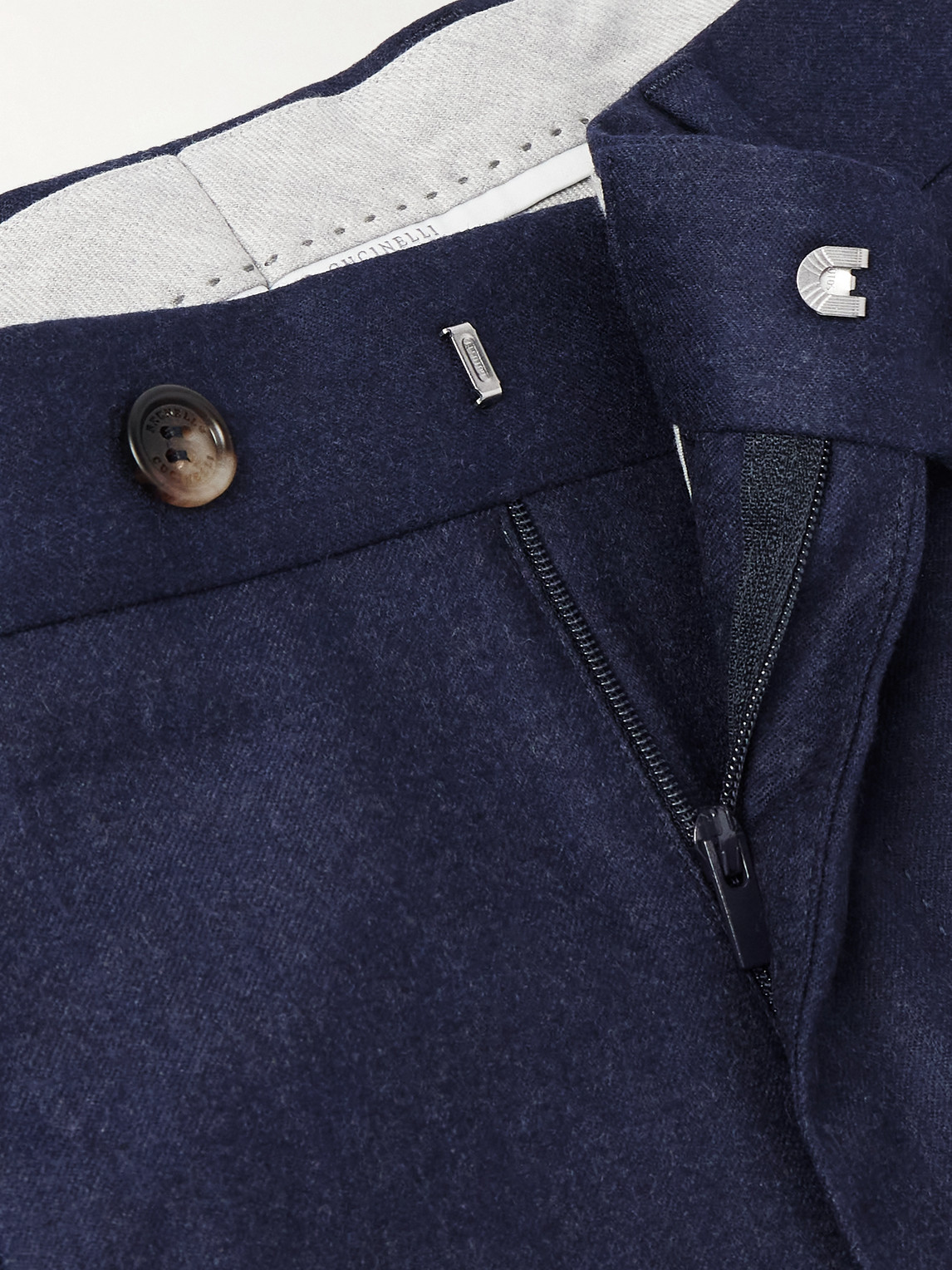 Brunello Cucinelli Straight-leg Pleated Wool-flannel Trousers In Blue