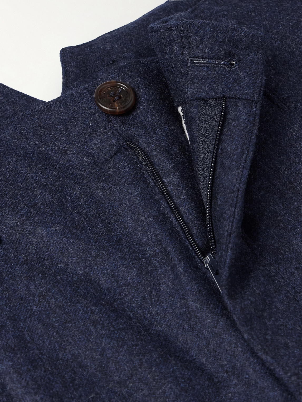Brunello Cucinelli Tapered Brushed-wool Trousers In Blue