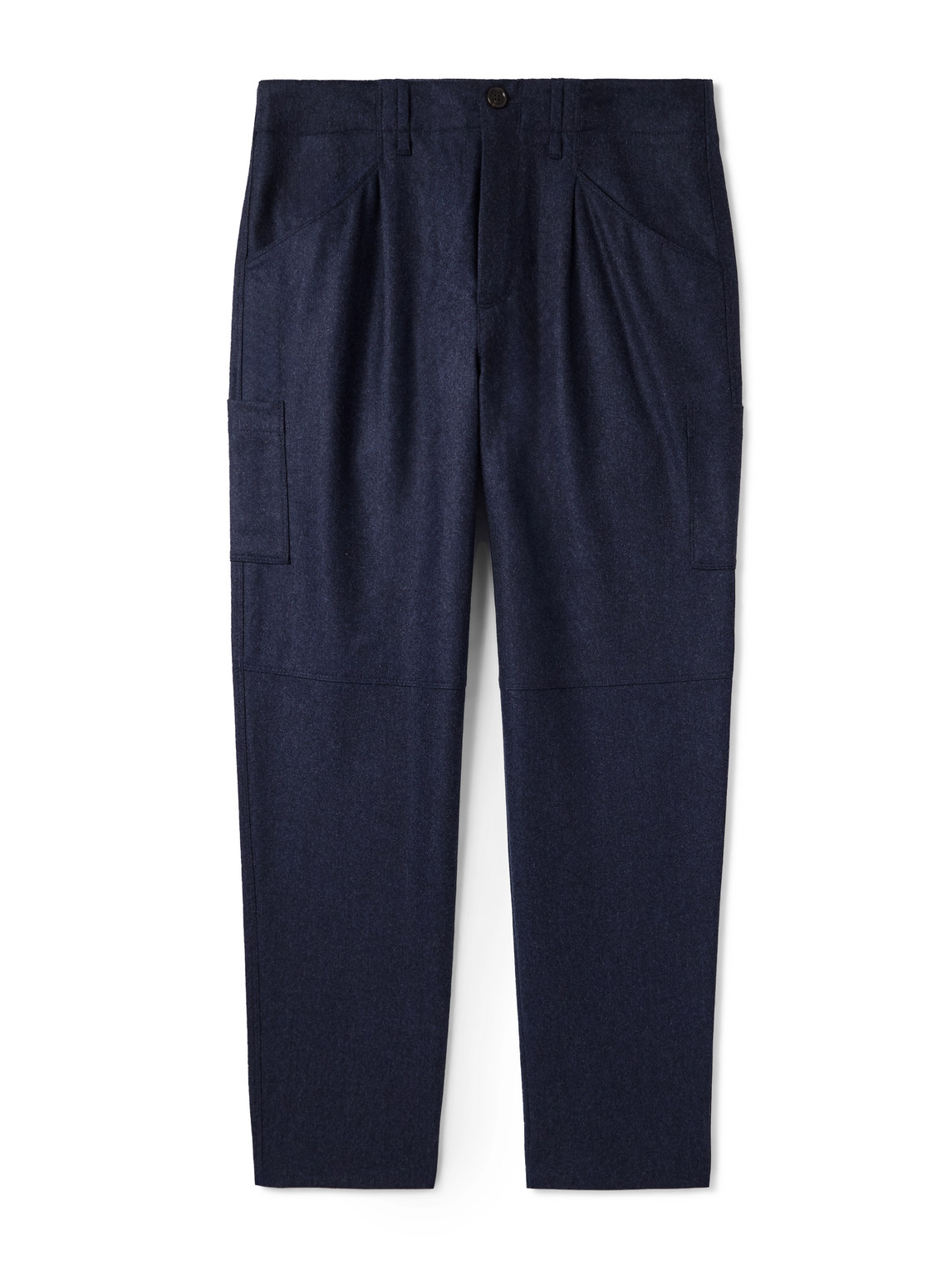 Brunello Cucinelli Tapered Brushed-wool Trousers In Blue