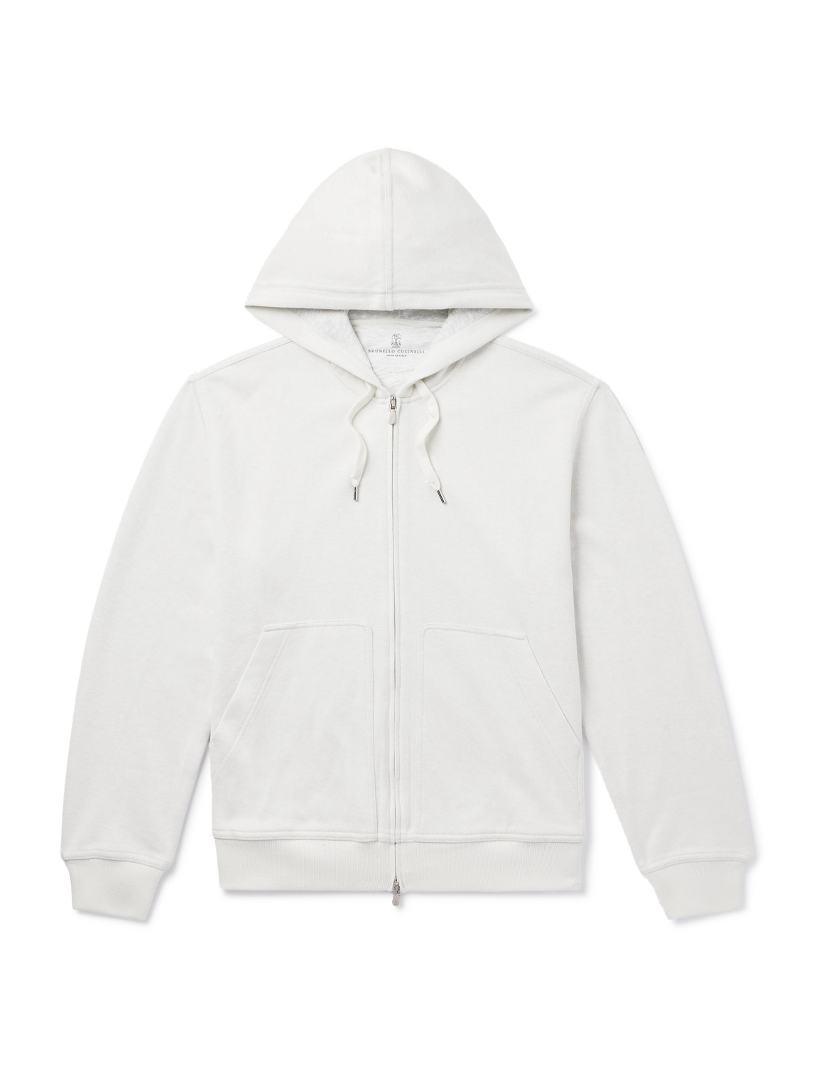 Brunello Cucinelli Cashmere-blend Zip-up Hoodie In White