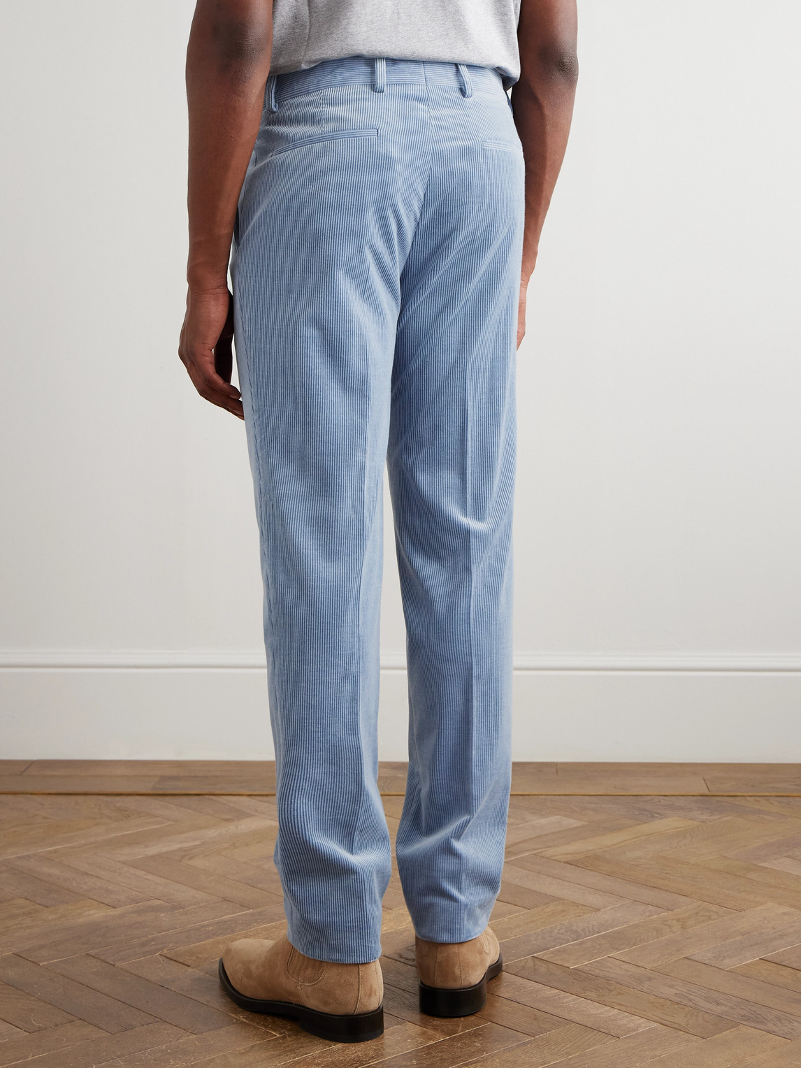 Brunello Cucinelli Straight-leg Pleated Stretch Cotton And Cashmere-blend Corduroy Suit Trousers