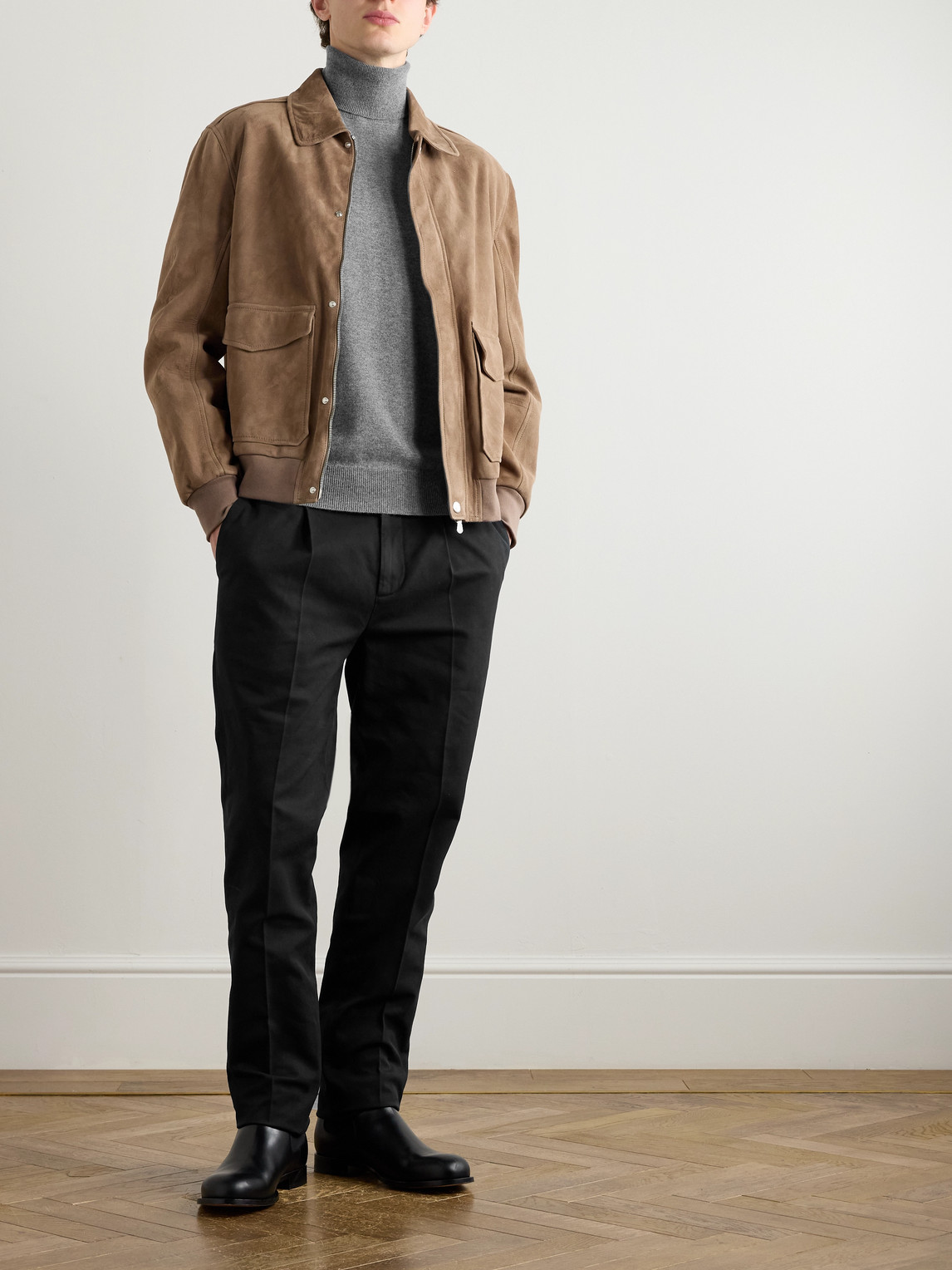 Straight-Leg Pleated Cotton-Twill Trousers — 2