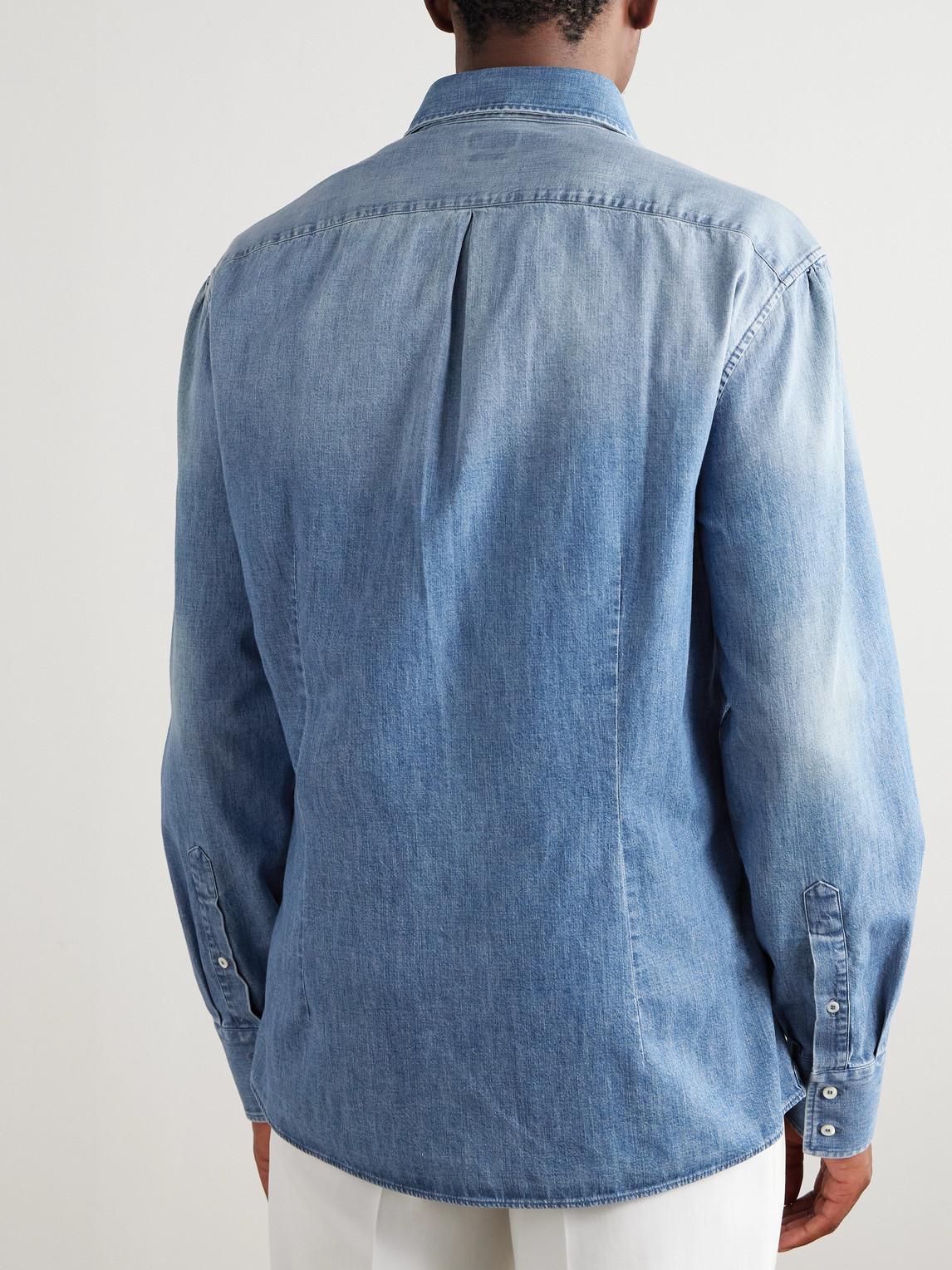 Brunello Cucinelli Cotton-chambray Shirt In Blue