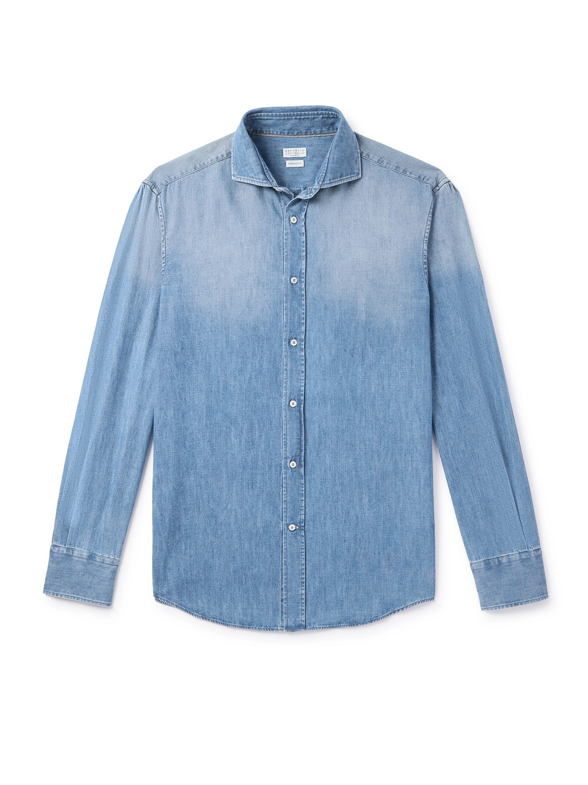 Brunello Cucinelli Cotton-chambray Shirt In Blue